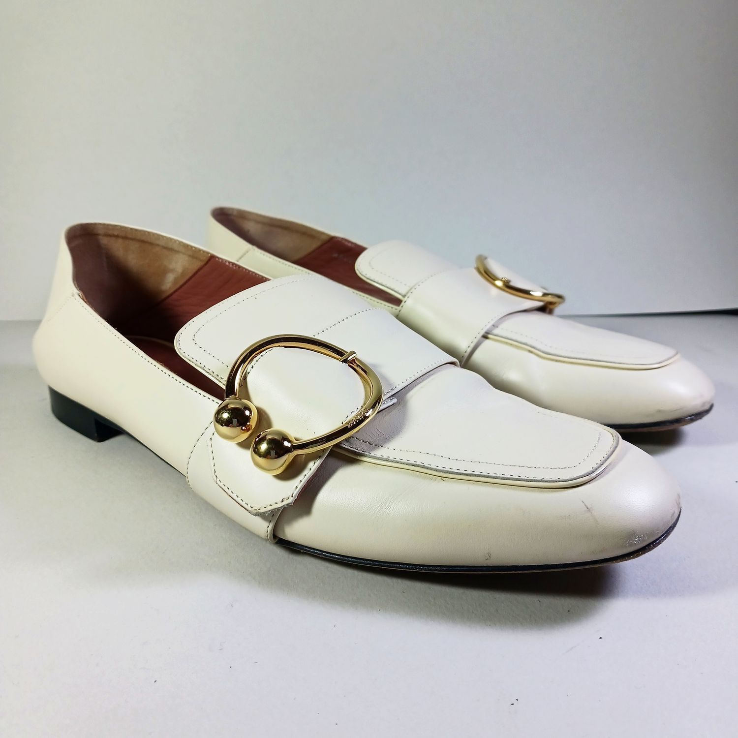 Bally Bally Malinda Ivory White Leather Buckle Slipper Loafers 39 Size US 8 / IT 38 - 1 Thumbnail