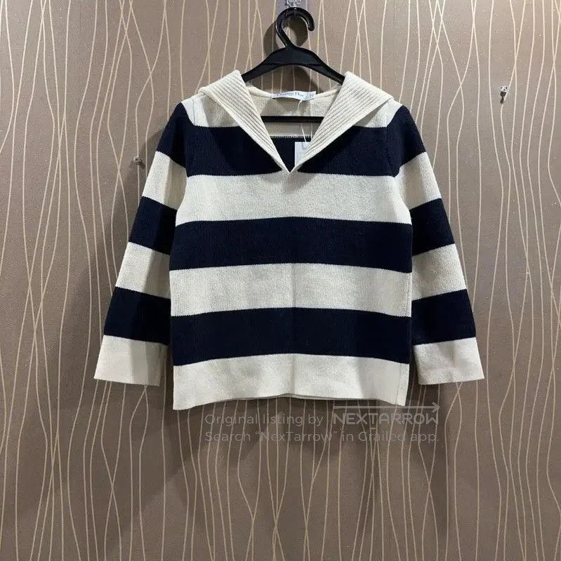 Dior Dior Knit Pullover in Cream and Navy Stripes . Size S / US 4 / IT 40 - 1 Thumbnail