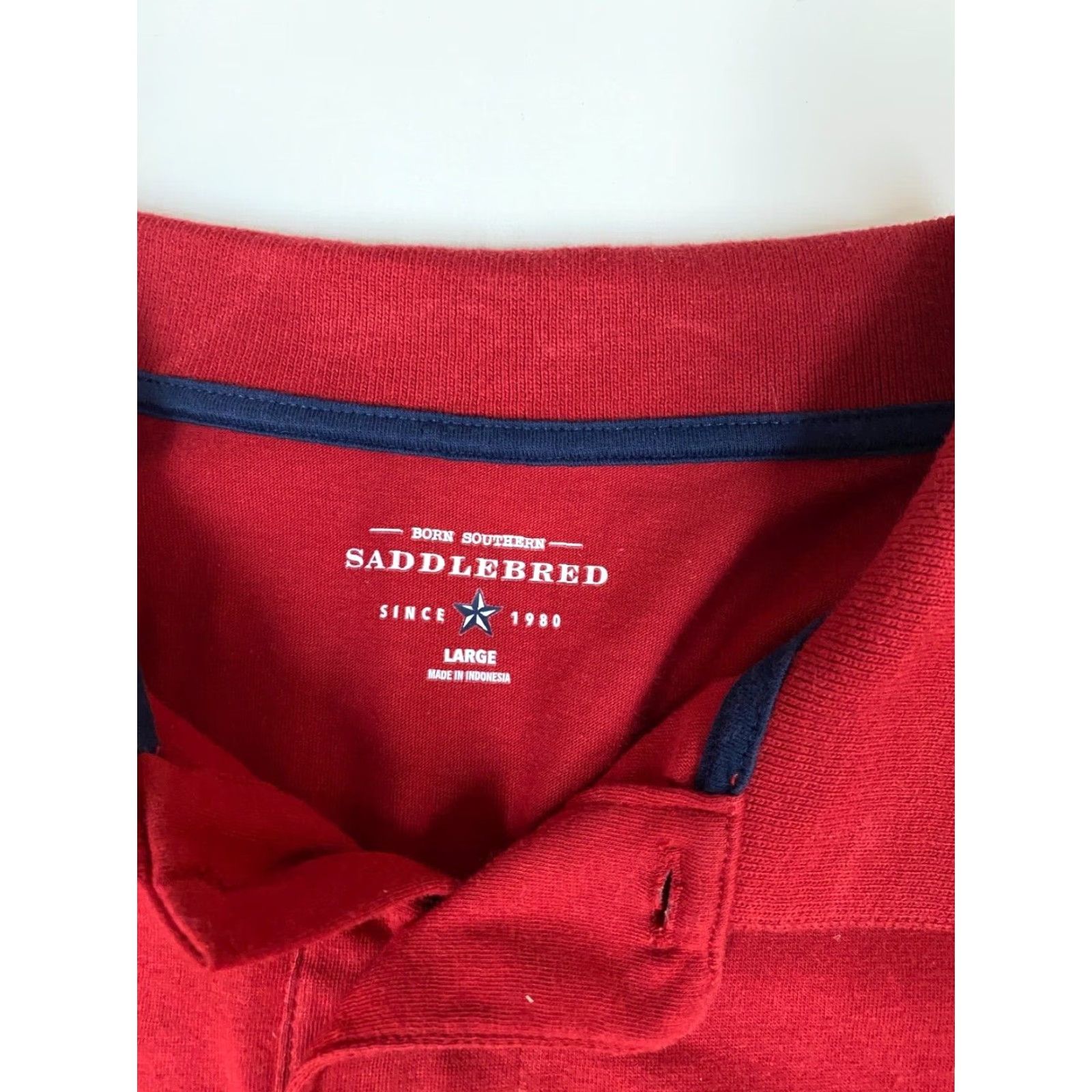 Vintage Saddlebred Polo Shirt Mens L Red Short Sleeve Cotton Polyester Blended Logo Collared Modern All Seasons Beach Vintage No Size US L / EU 52-54 / 3 - 5 Thumbnail