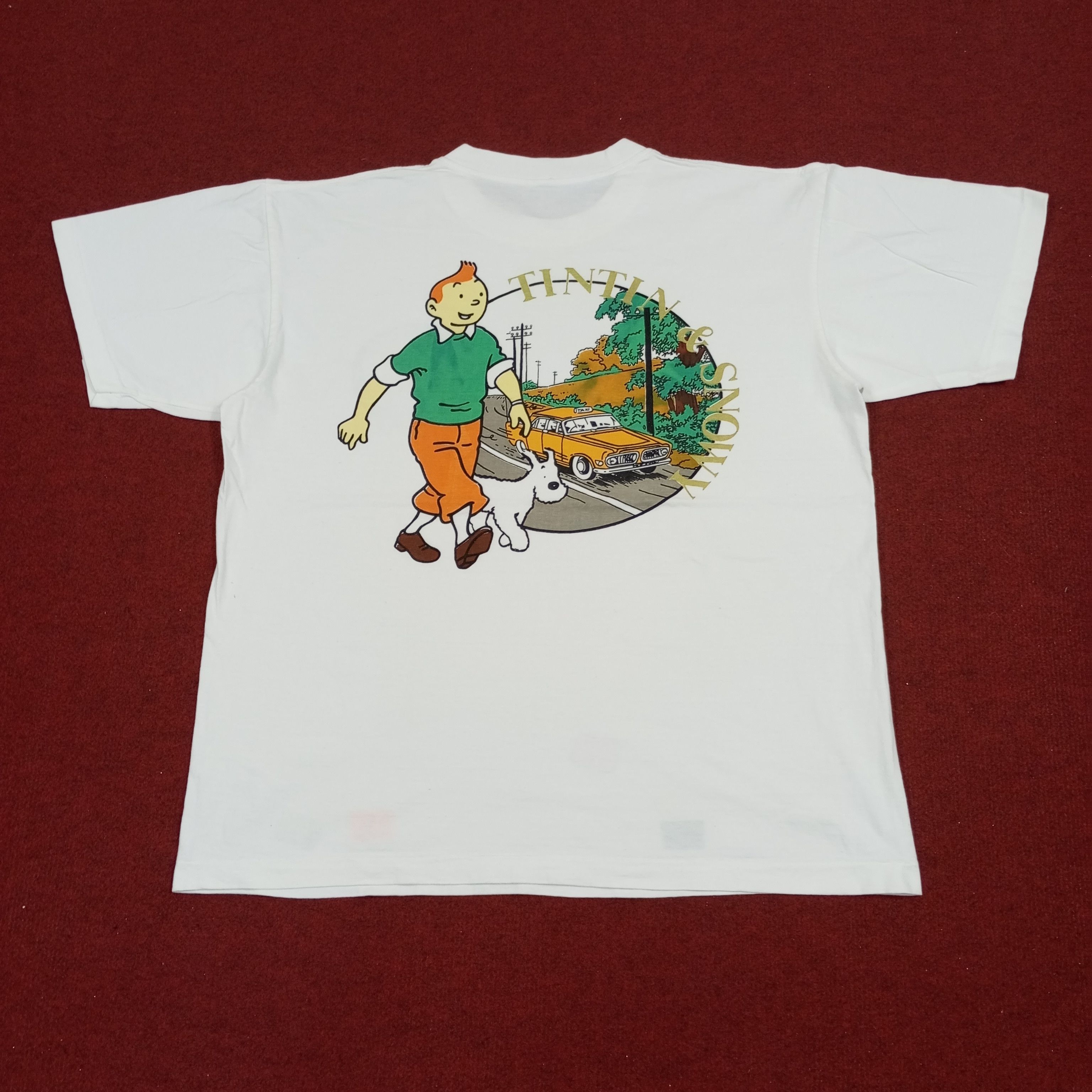 Vintage The Adventures Of Tintin Cartoon Backprint Design Tshirt Size US L / EU 52-54 / 3 - 1 Thumbnail