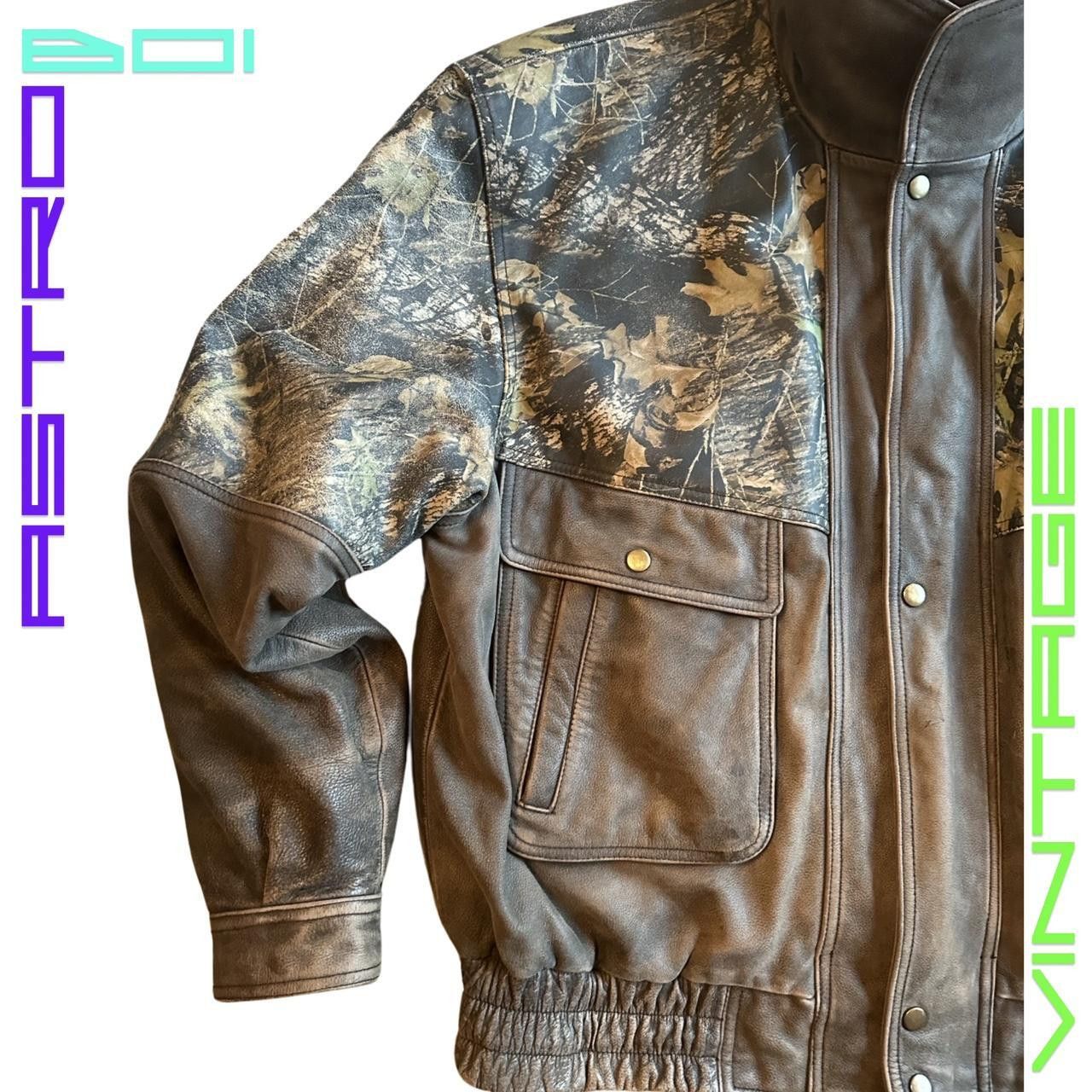 Other WEBER Brown Real Tree Camo Leather Bomber Jacket - Large Size US L / EU 52-54 / 3 - 2 Thumbnail