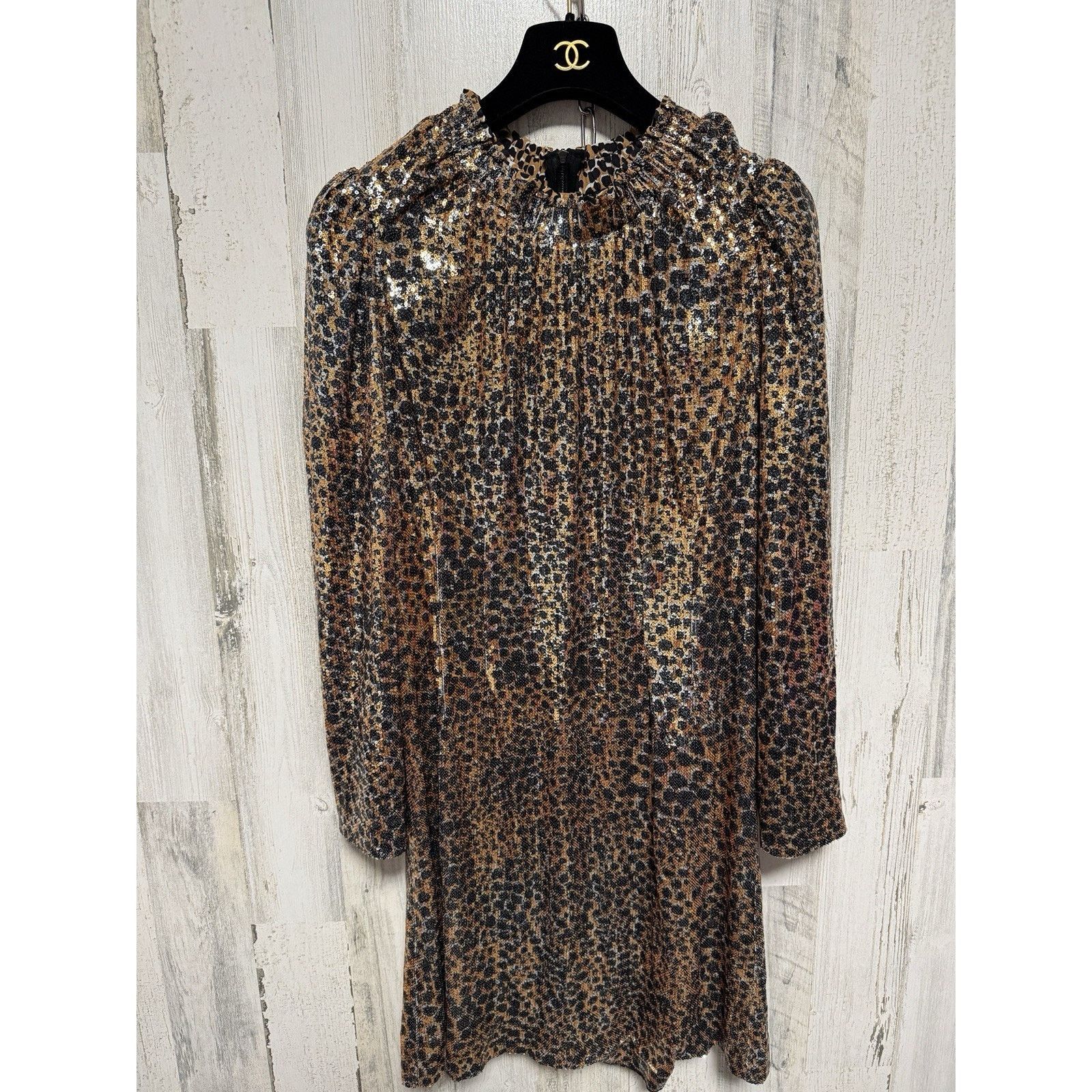 Sea New York NWT Sea New York Sequin Leopard Mini Dress $445 Size M / US 6-8 / IT 42-44 - 10 Thumbnail