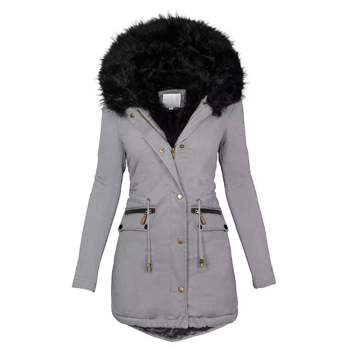 Vintage Parka Coat Drawstring Pockets Thick Warm Winter Jackets Size ONE SIZE - 1 Thumbnail