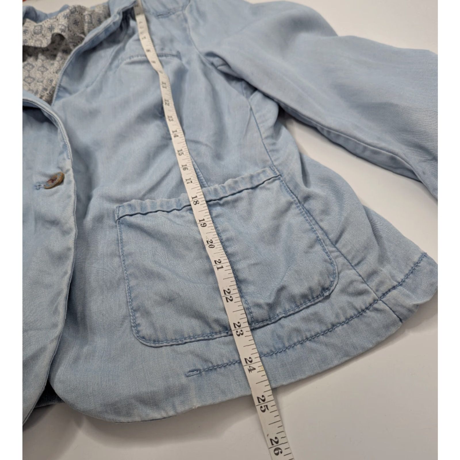 Anthropologie VINTAGE Pilcro & The Letterpress Newsy Chambray One Button Blazer Jacket Size Medium Size M / US 6-8 / IT 42-44 - 5 Thumbnail