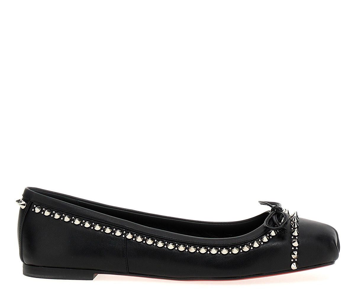 image of Christian Louboutin Mamadrague Spikes Ballerinas Size 40 in Black, Women's