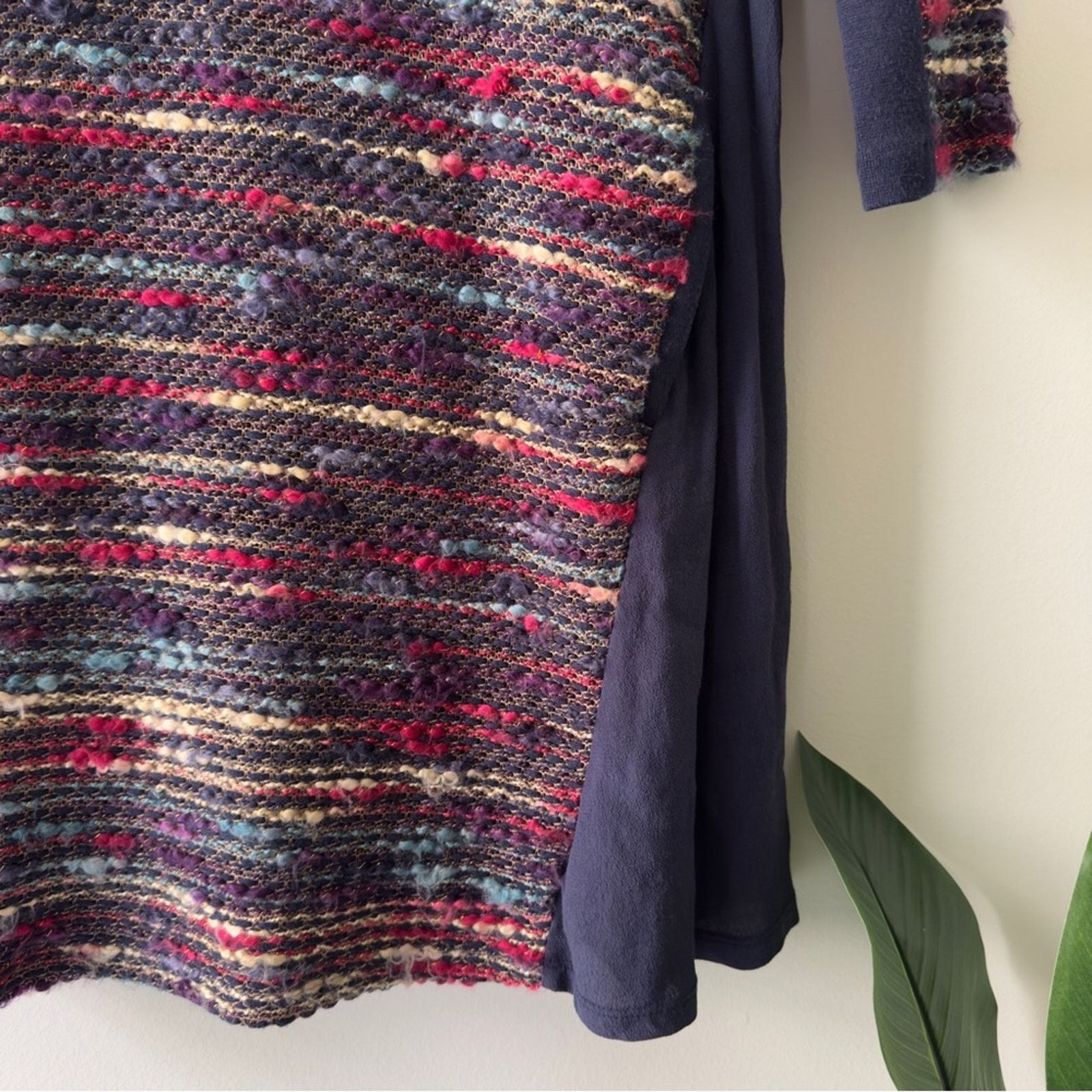 Anthropologie Maeve Multicolor Knit Dress 3/4 Sleeve buttons