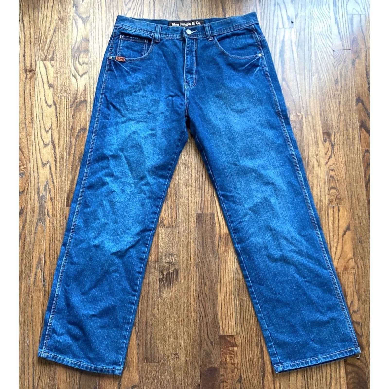 Denime VINTAGE 5ive Jungle Jeans Mens 38x32 Denim Blue Embroidered Hip Hop Wide-Leg Size US 38 / EU 54 - 2 Thumbnail