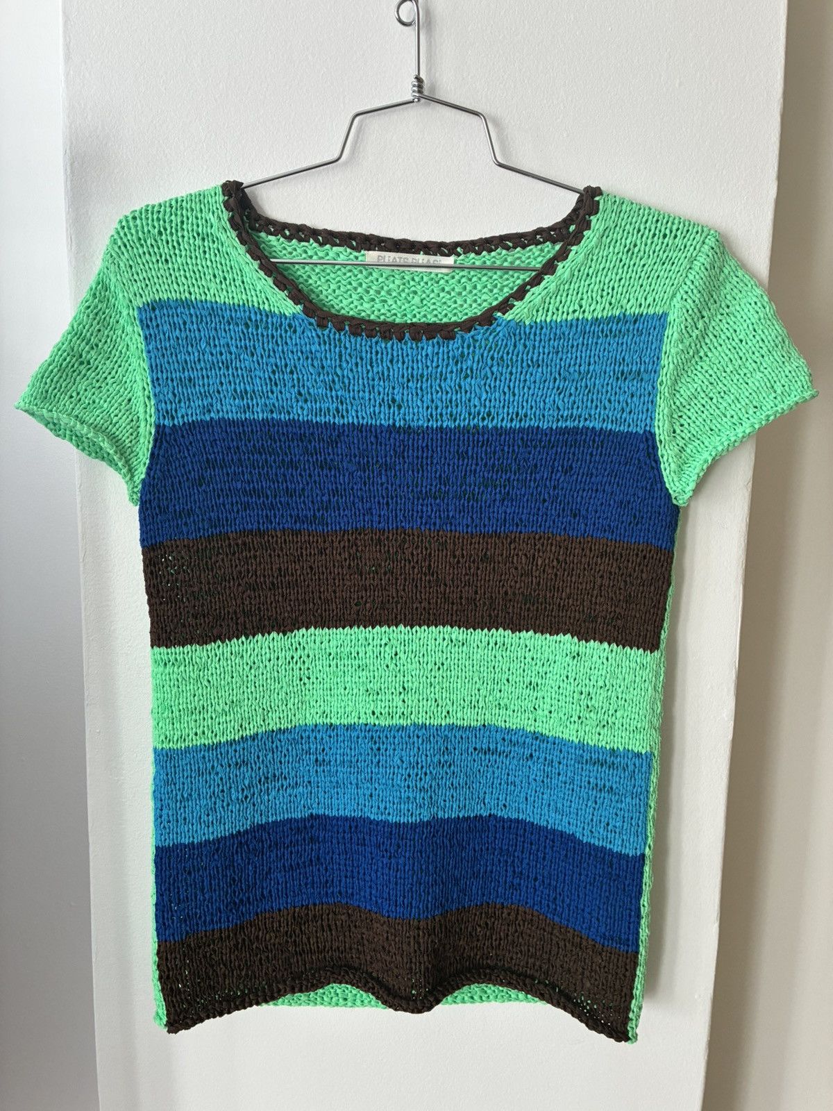 Pleats Please Issey Miyake Pleats Pleats Striped Crotchet Knit Short Sleeve Top Size M / US 6-8 / IT 42-44 - 3 Thumbnail