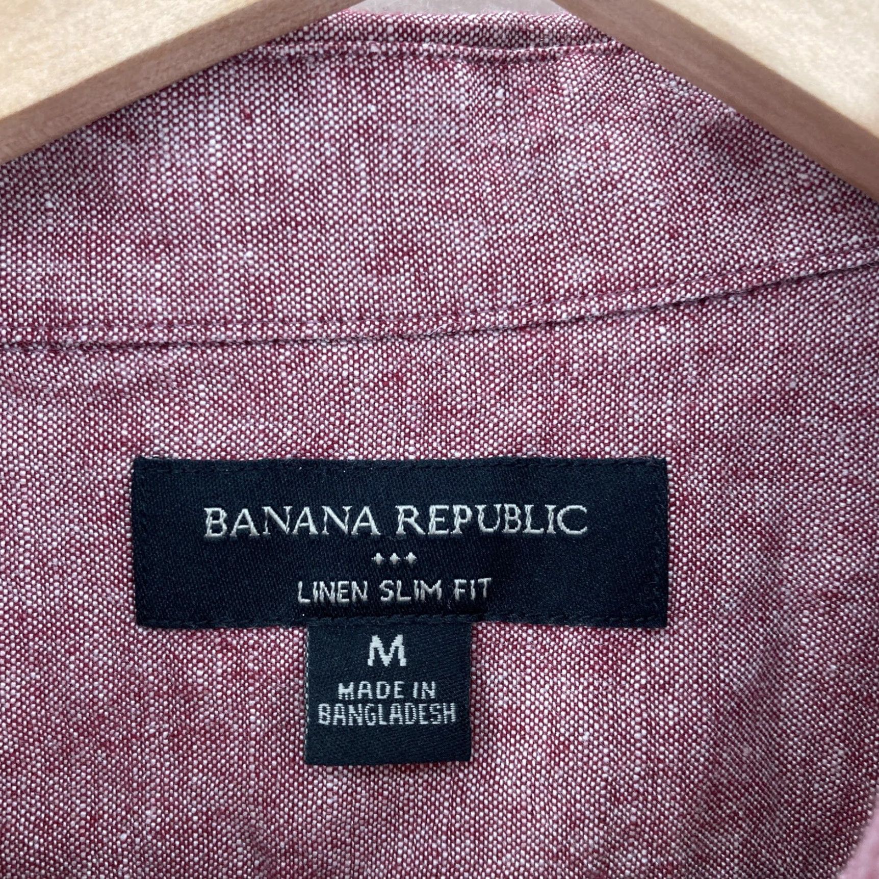 Banana Republic Banana Republic Shirt Mens Medium Red Linen Slim Short Sleeve Button-Up Preppy Size US M / EU 48-50 / 2 - 4 Thumbnail