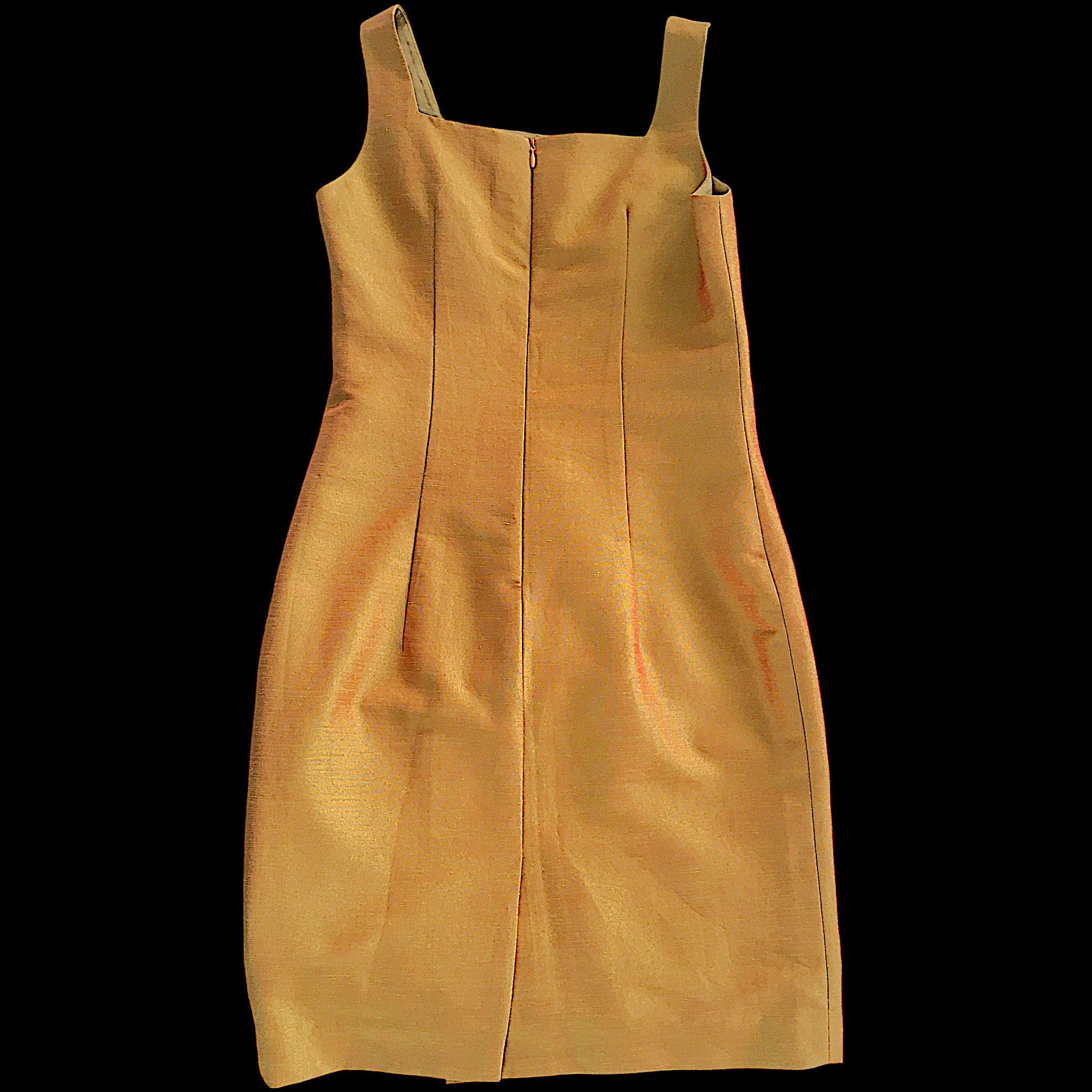 Vintage Vintage Silk Shantung Dress – Retro 1960s Design, Sheath Fit Size M / US 6-8 / IT 42-44 - 5 Thumbnail