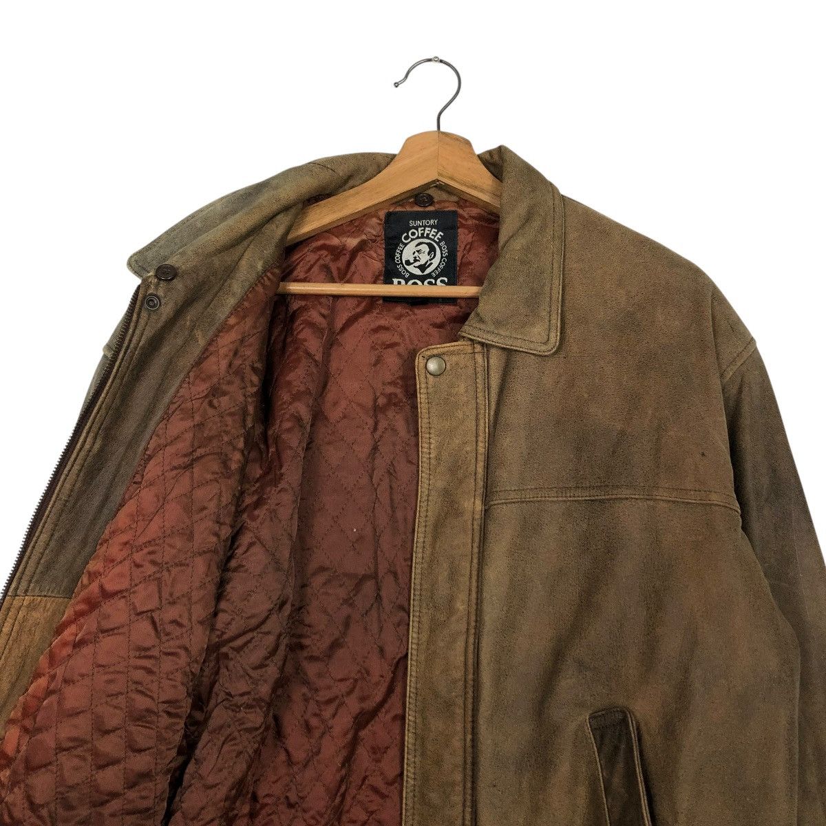 Japanese Brand 🔥VINTAGE GENUINE LEATHER JACKET SUNTORY COFFEE BOSS BIG LOGO Size US L / EU 52-54 / 3 - 14 Thumbnail