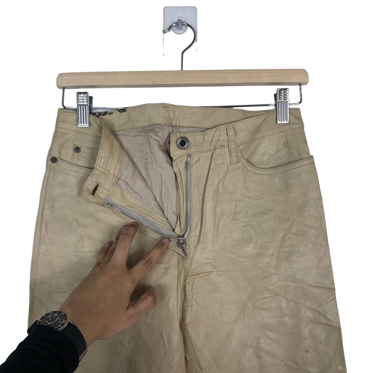 Genuine Leather 🔥Rare 5351 By Issey Miyake Genuine Leather Pants Racing Size US 28 / EU 44 - 9 Thumbnail