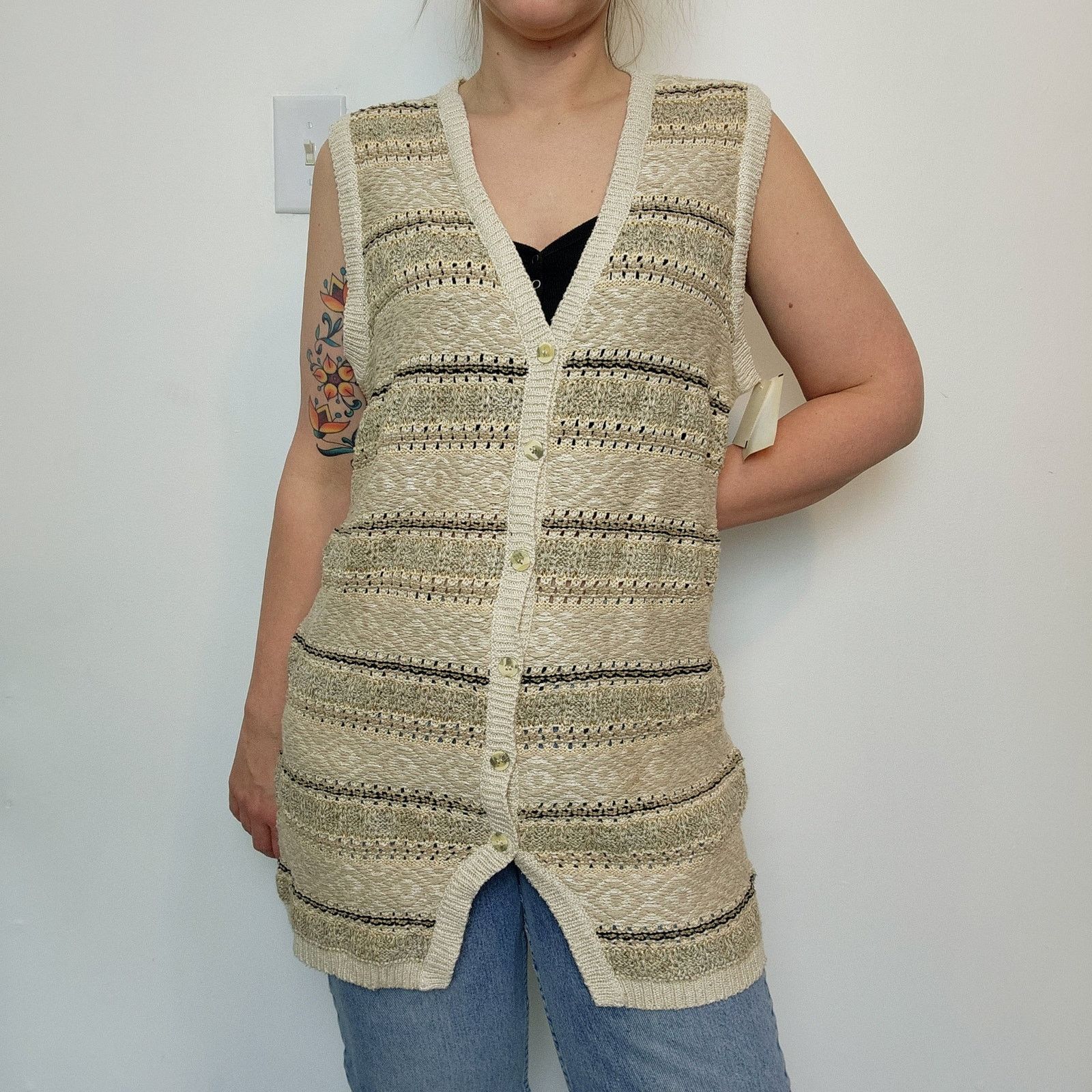 Liz Claiborne Vintage NWT Silk & Linen Vest Lizsport M Crochet Knit Size M / US 6-8 / IT 42-44 - 2 Thumbnail