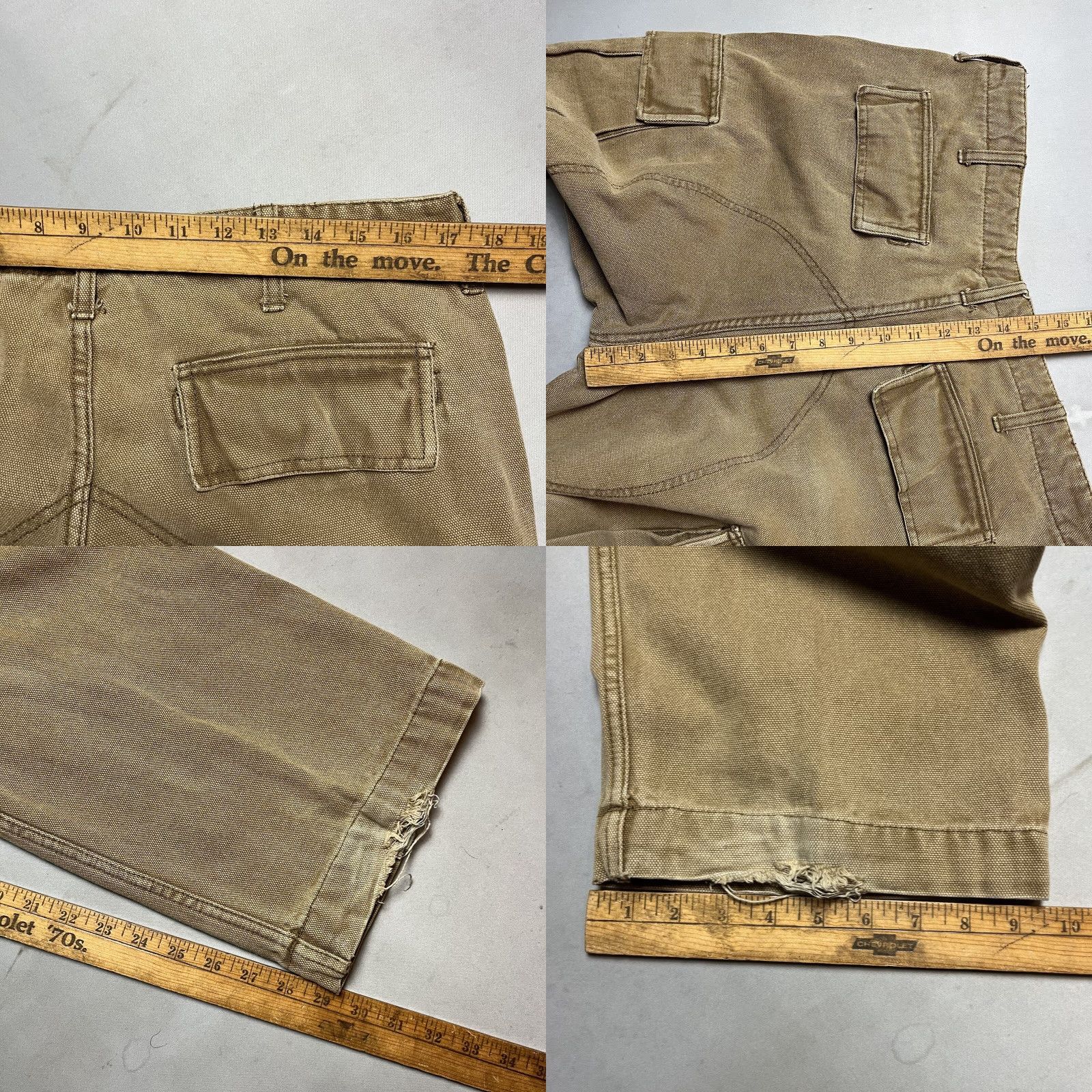 VINTAGE Carhartt Cargo Canvas Pants Regular Men 29in Inseam Beige Size 36x29 Workwear Cargo Pocket