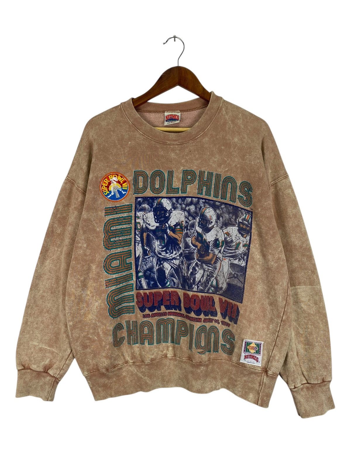 Nutmeg × Vintage Vintage 1973 Miami Dolphins Champions Sweatshirt Size US XL / EU 56 / 4 - 1 Thumbnail