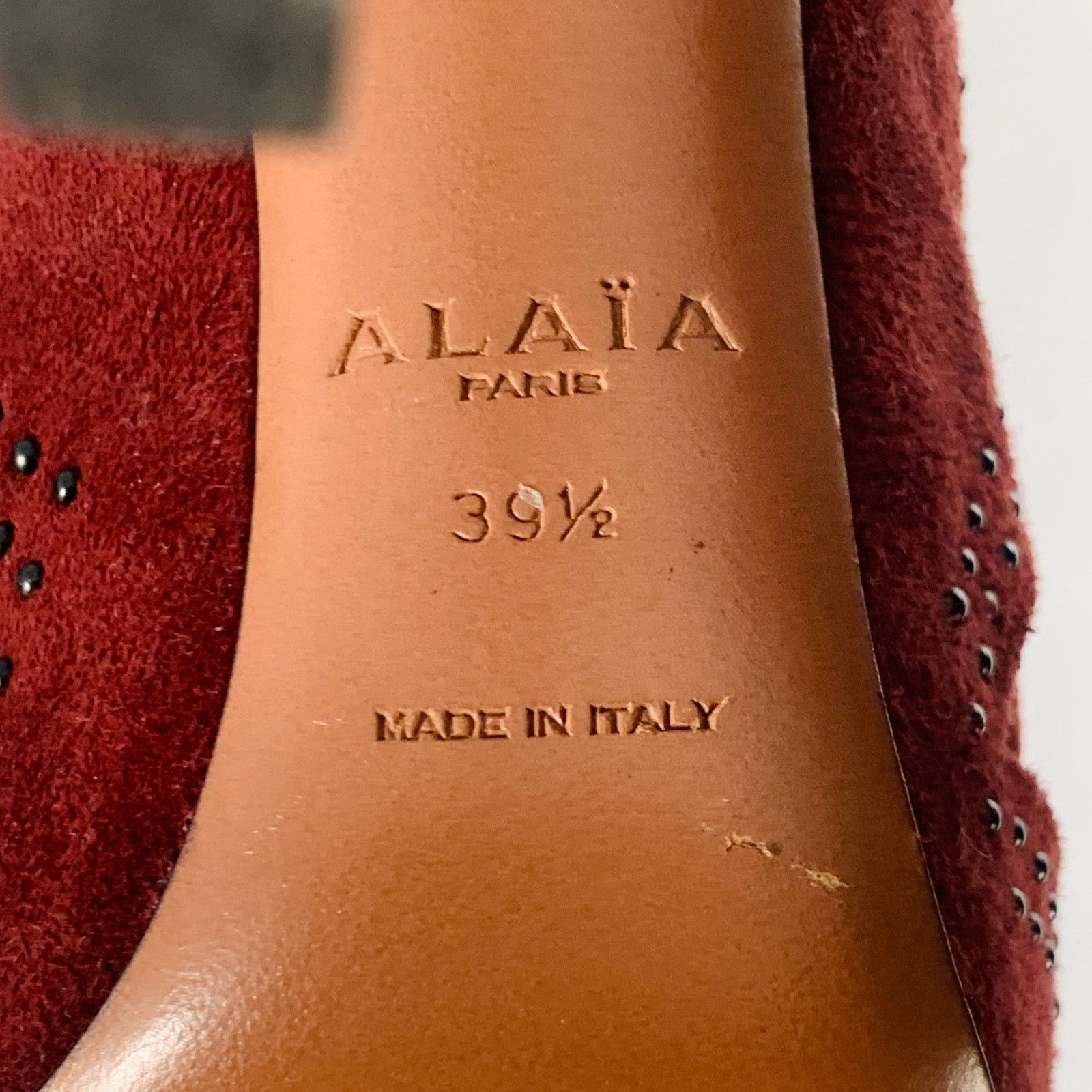 Alaia ALAIA Size 9.5 Burgundy Suede Studded Cutout Lace-Up Sandals Size US 9.5 / IT 39.5 - 8 Thumbnail