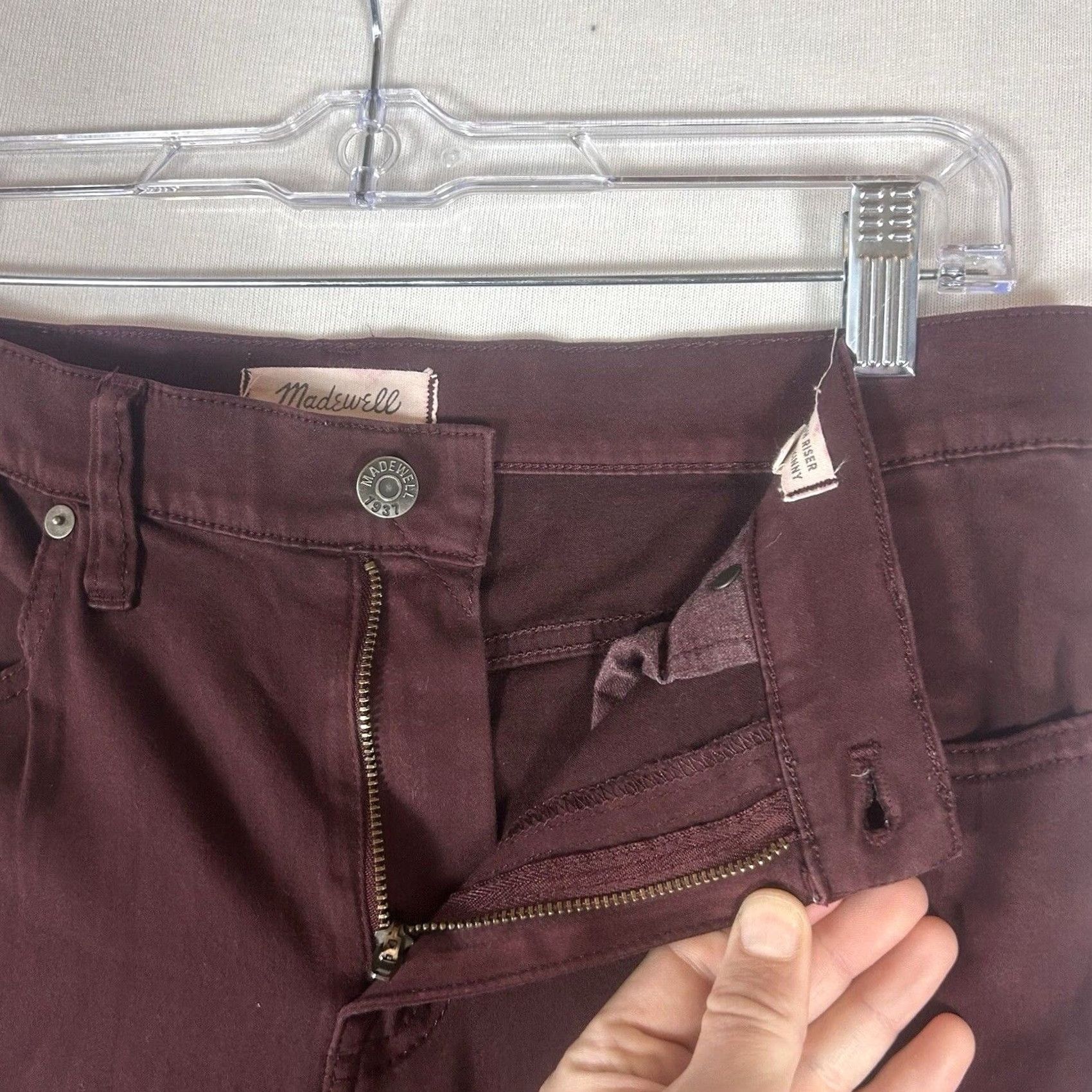 Madewell Madewell 9" High Riser Skinny Jeans Womens 29 Maroon Denim Regular Rise Skinny Jeans (Madewell High Riser Skinny) Womens 29 Maroon Red Jeans Size 29" - 2 Thumbnail