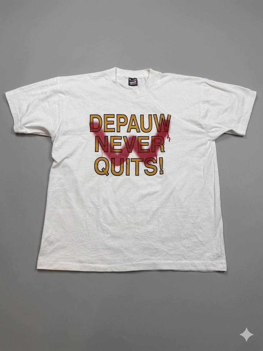 Vintage 90s DePauw University Single Stitch Tee Made in USA XL Size US XL / EU 56 / 4 - 1 Thumbnail