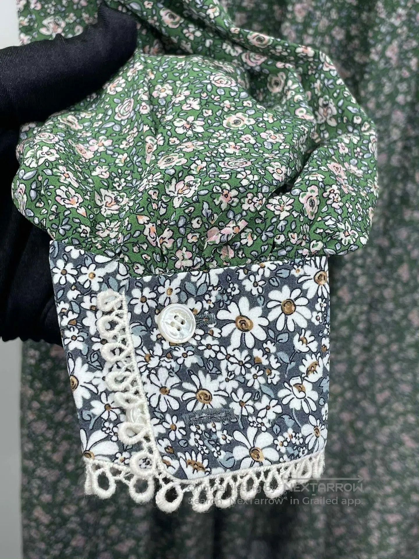 Celine CELINE Green Floral Silk Dress. Size XXS / US 00 / IT 34 - 4 Thumbnail