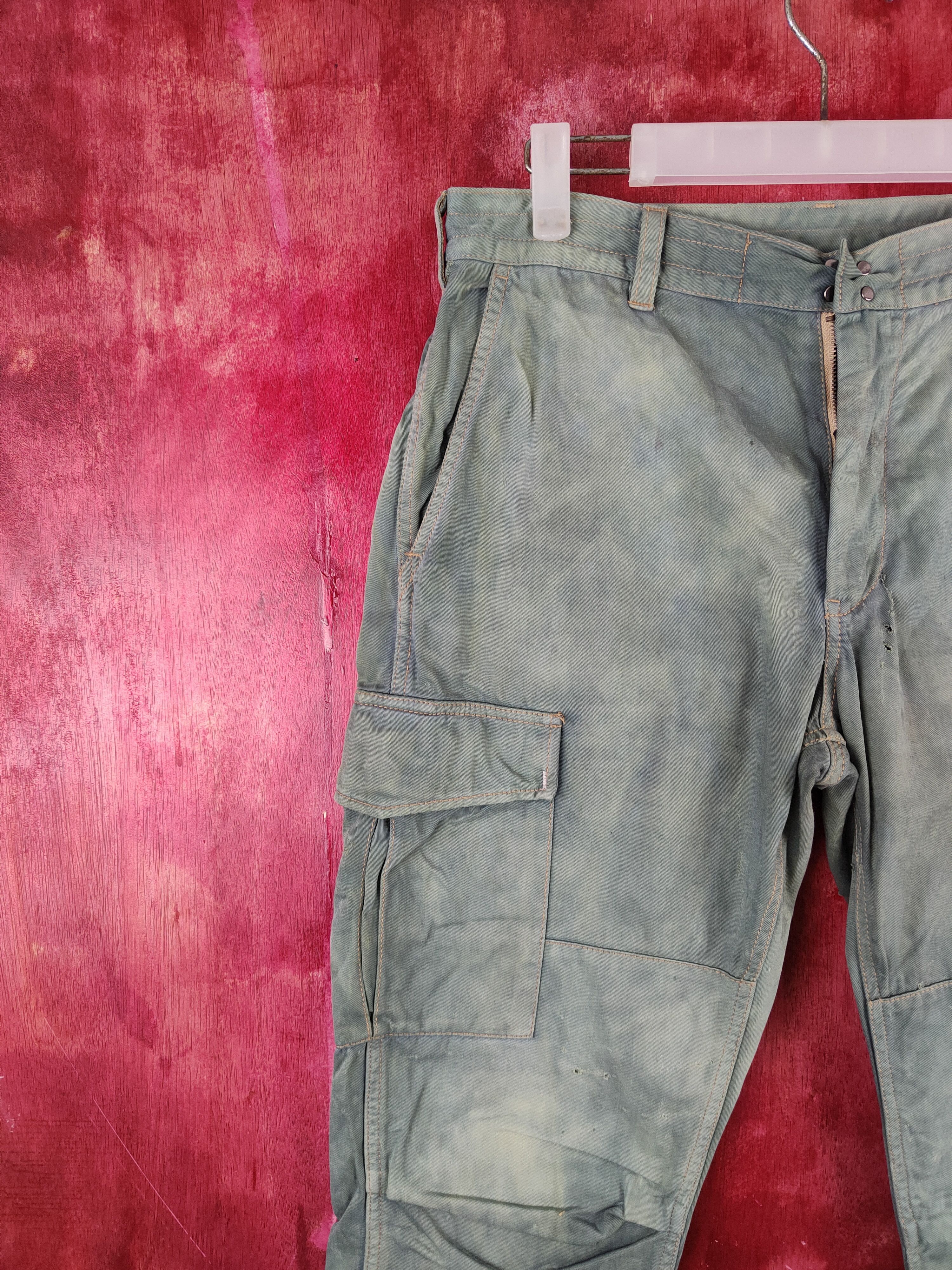 Japanese Brand Stooge&co Green Faded Multipocket Cargo Pants #S2014 Size US 30 / EU 46 - 3 Thumbnail