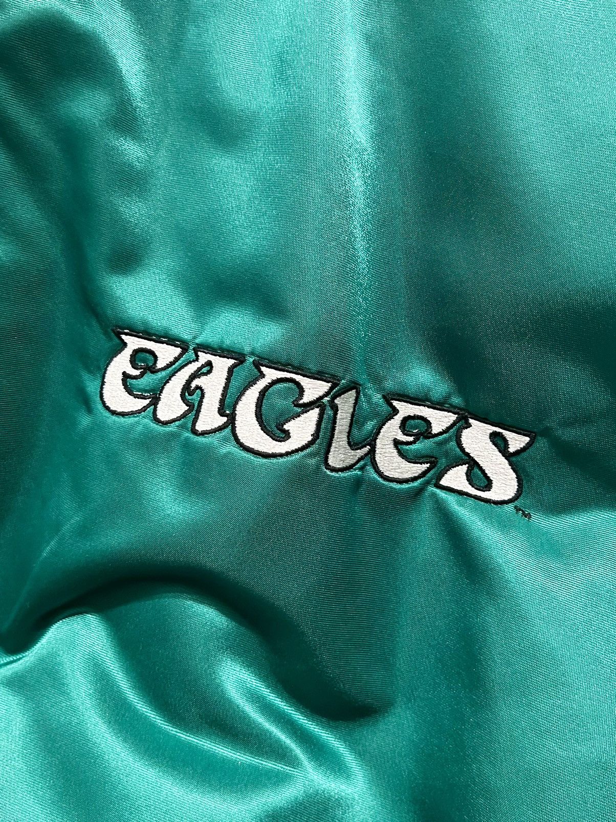 NFL × Vintage Vintage 80s Philadelphia Eagles Green Satin Bomber Jacket Size US XL / EU 56 / 4 - 4 Thumbnail