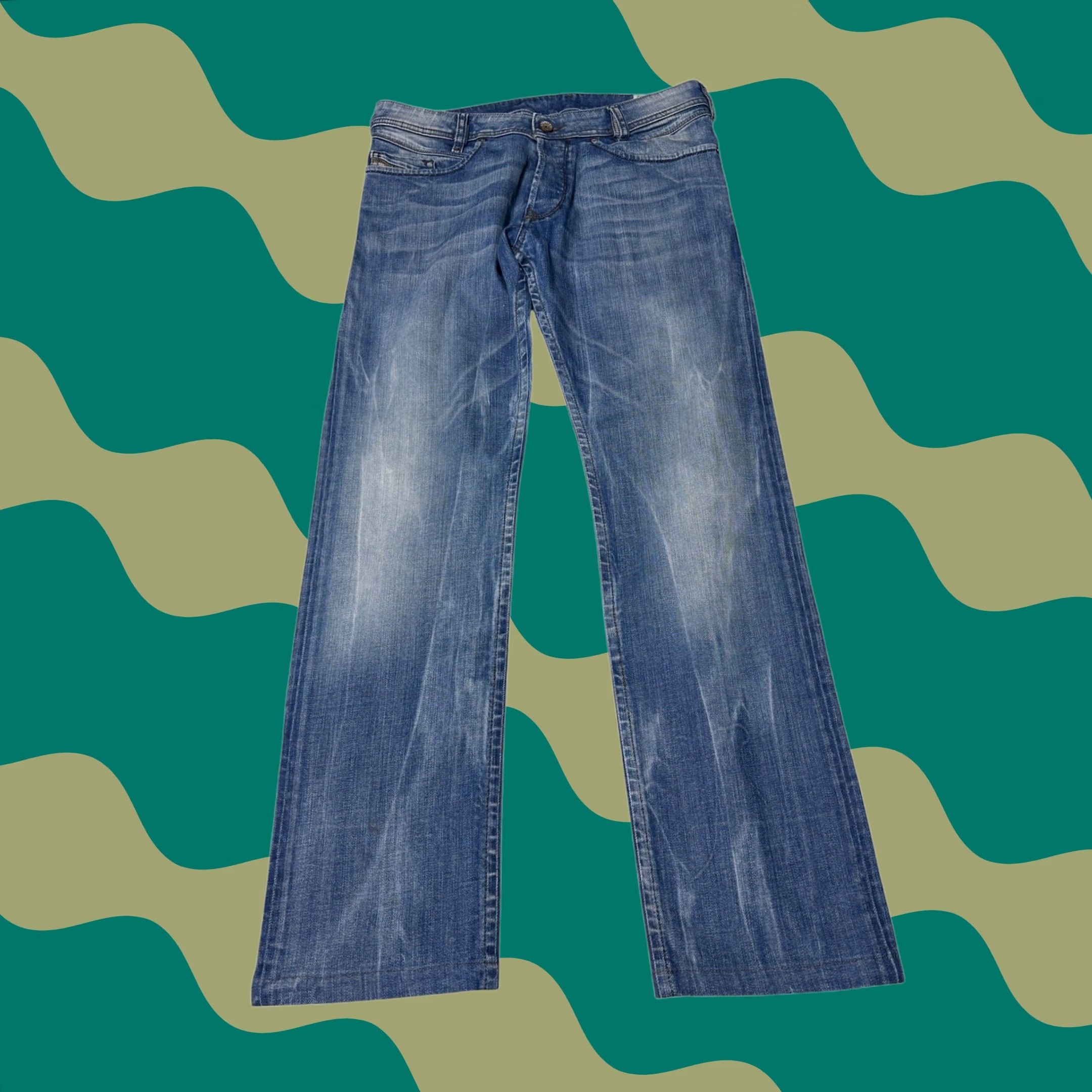 Diesel Diesel Poiak Mens Jeans Size 30x29 Blue Wash 008N4 Stretch Straight Leg Denim Jeans Size US 30 / EU 46 - 1 Thumbnail