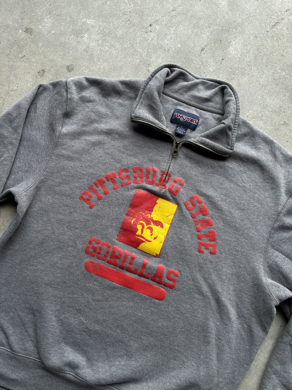 Jansport × Vintage vintage Y2K PITTSBURGH STATE Spellout 1/4 Zip-up pullover Size US L / EU 52-54 / 3 - 8 Thumbnail