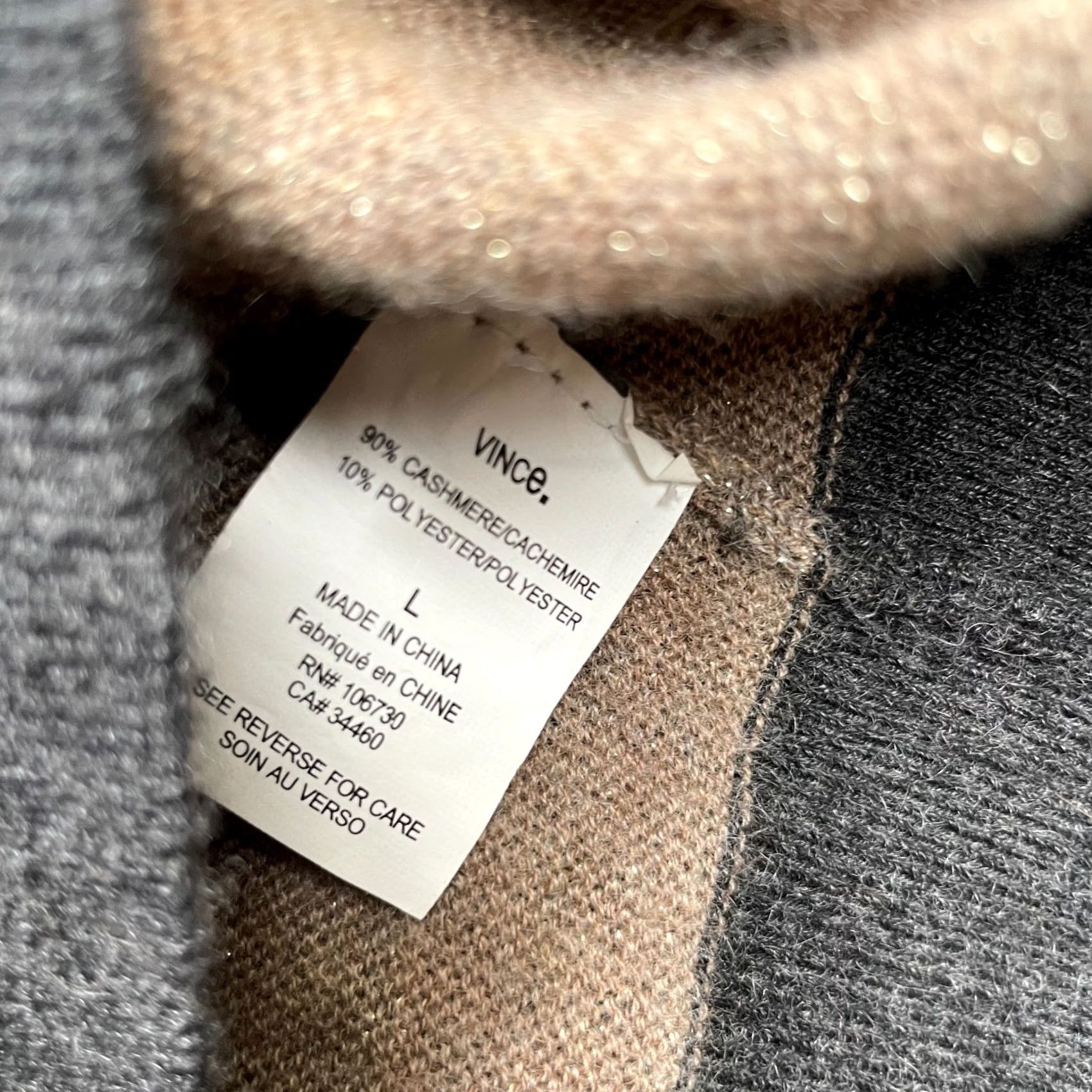 Vince Vince Sweater Womens Large Gray Metallic Striped Cashmere Tight Knit Ribbed Warm Size L / US 10 / IT 46 - 4 Thumbnail