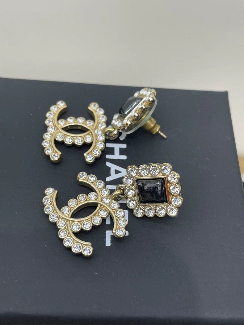 Chanel CHANEL Full Diamond Double C Earrings Size ONE SIZE - 3 Thumbnail