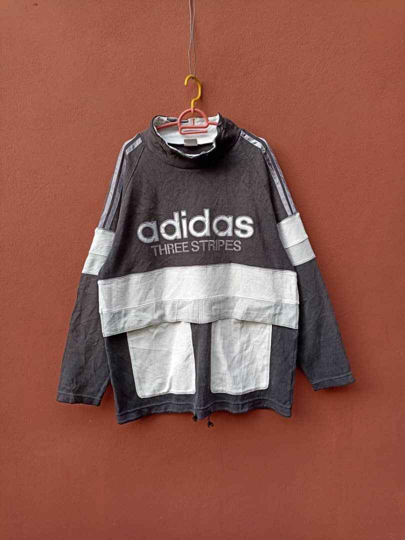 Adidas Vintage Adidas Three Stripes Big Logo Anorak style Size US L / EU 52-54 / 3 - 1 Thumbnail