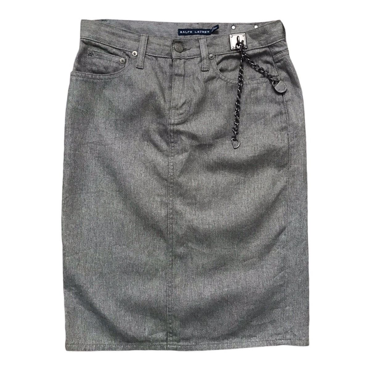 Polo Ralph Lauren × RRL Ralph Lauren × Ralph Lauren Ralph Lauren Decorative Chain At Waist Denim Skirt Size 30" / US 8 / IT 44 - 2 Thumbnail