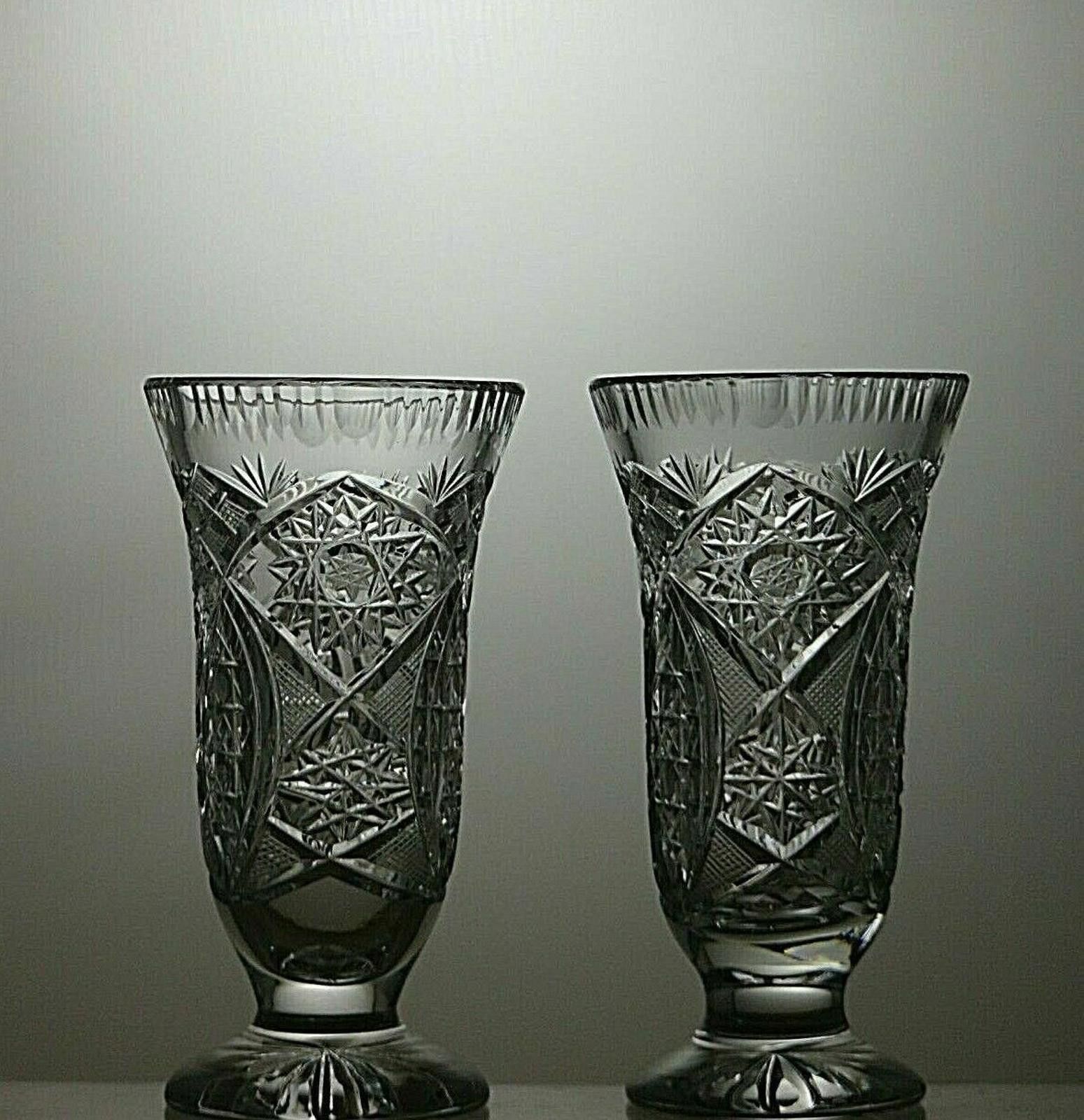 Other American Brilliant Period Crystal Cut Glass Set of 2 Vases Size ONE SIZE - 3 Thumbnail