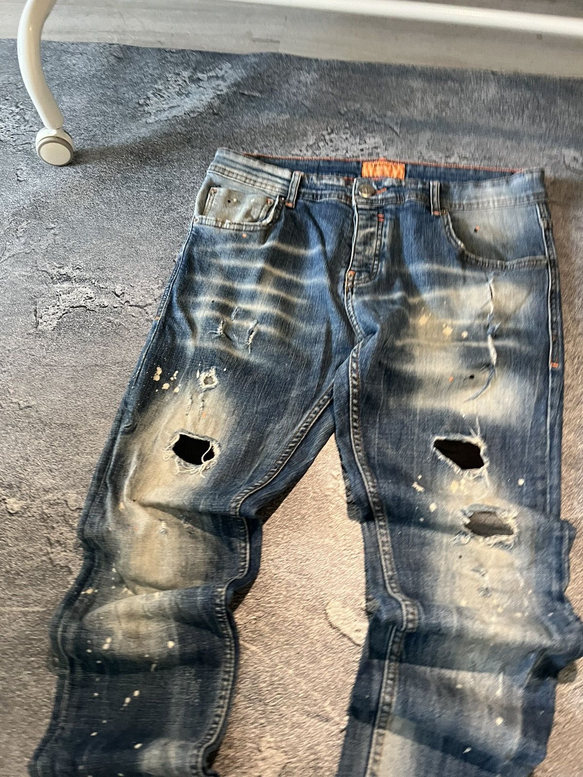 Japanese Brand Distressed Skinny Swag Glamour Jean / Japanese Grunge Faded Size US 32 / EU 48 - 3 Thumbnail