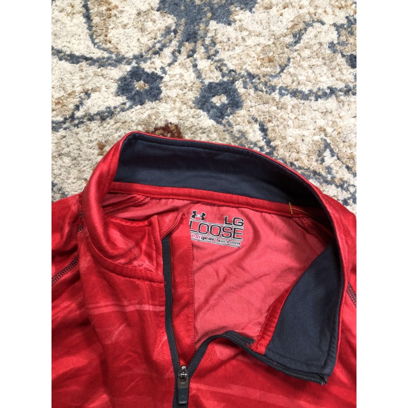 Under Armour Under Armour HeatGear Shirt Mens Large Red Quarter Zip Long Sleeve Raglan Mock Neck Size US L / EU 52-54 / 3 - 7 Thumbnail