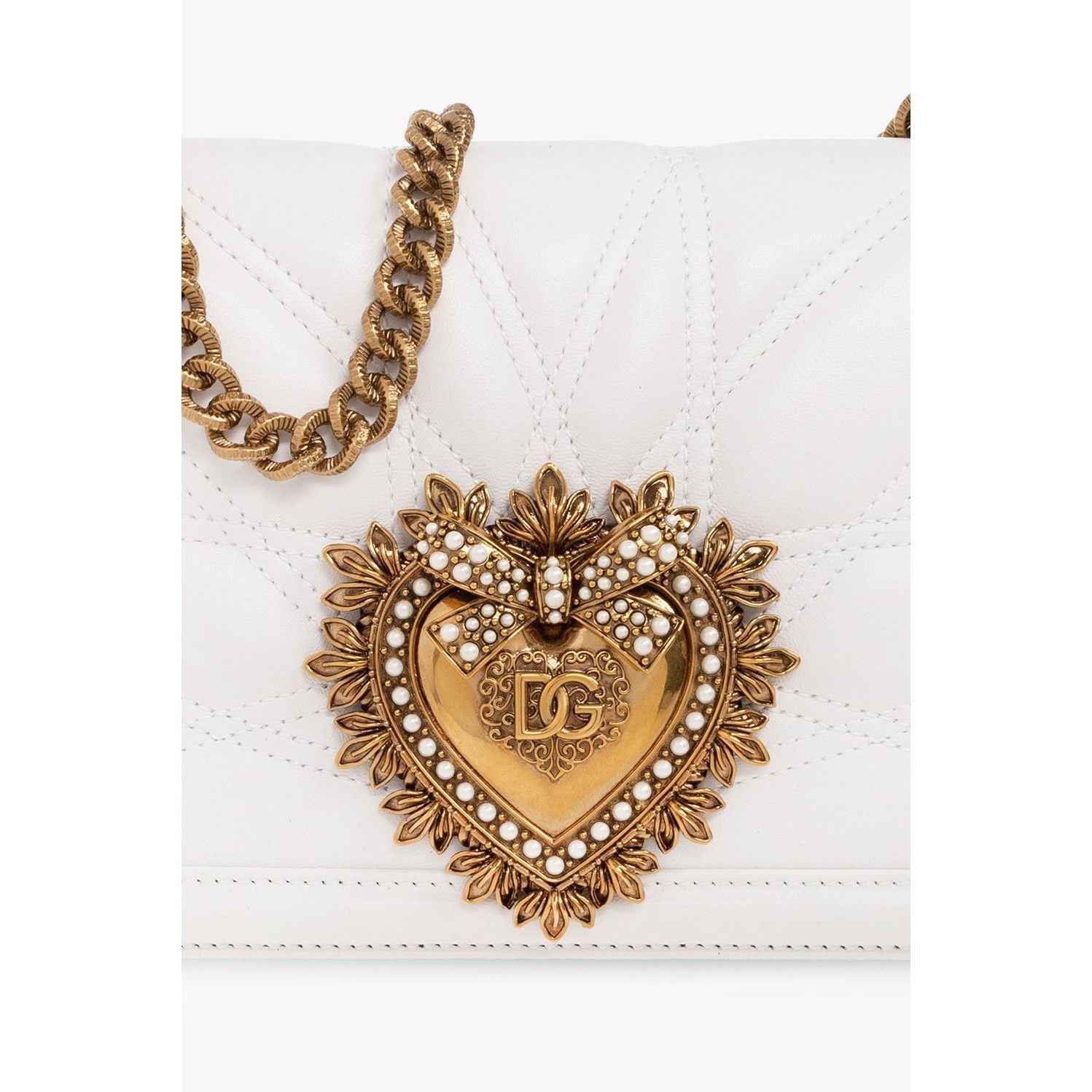 Dolce & Gabbana DOLCE&GABBANA Devotion Medium White Leather Shoulder Bag New Size ONE SIZE - 5 Thumbnail