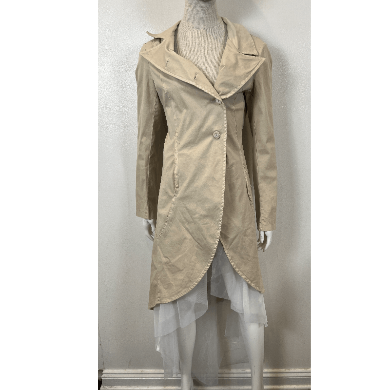 image of Italian Designers Sanctamuerte Tulle Trench Raincoat S in Tan, Women's (Size Small)