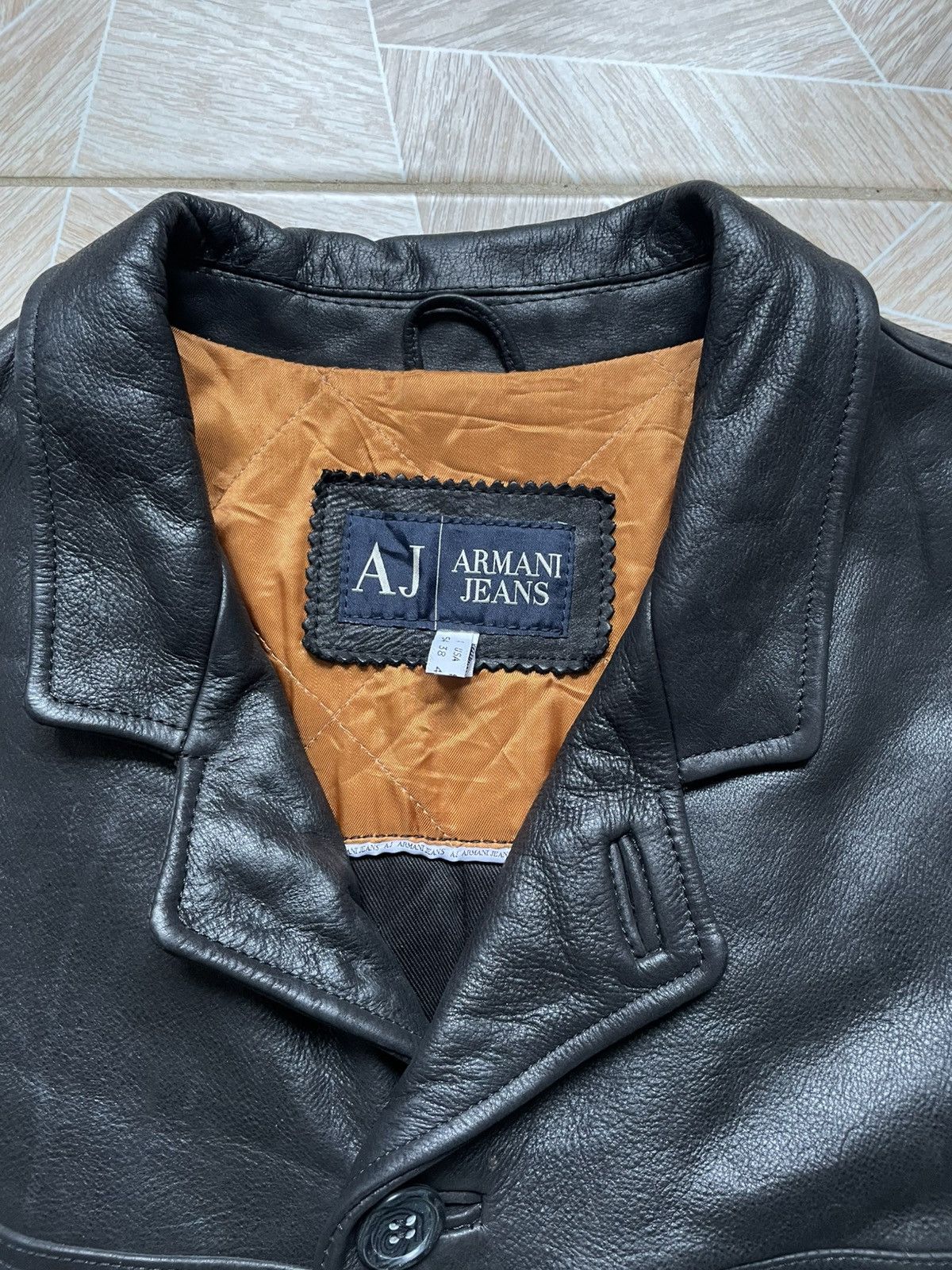 Armani × Vintage Vintage Armani Jeans Simin T Quilted Genuine Leather Jacket Size US L / EU 52-54 / 3 - 3 Thumbnail