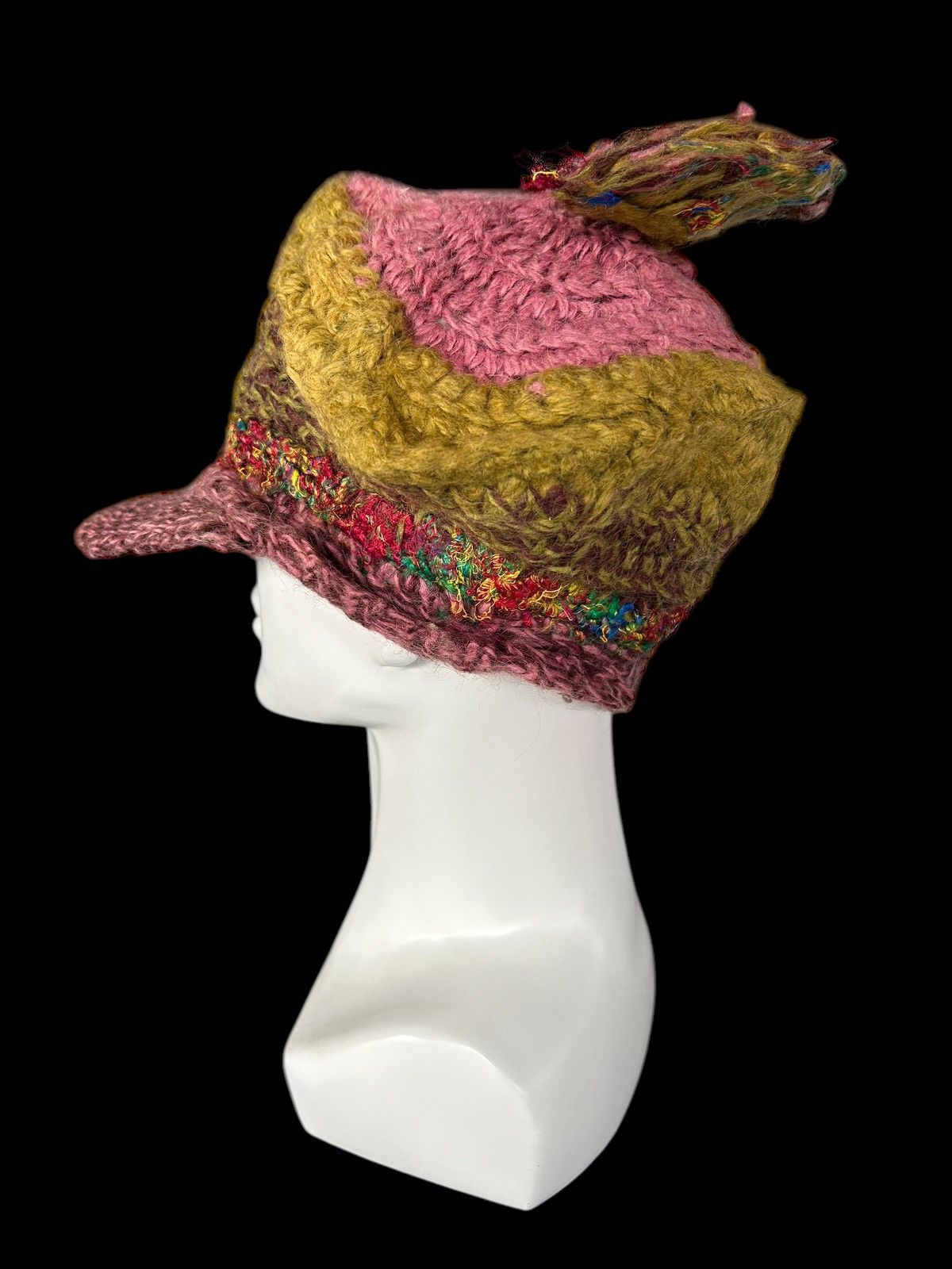 Japanese Brand × Kapital × Vintage Rare Crochet Knitted Handmade Custom Big Hats ☠️☠️ Size ONE SIZE - 3 Thumbnail