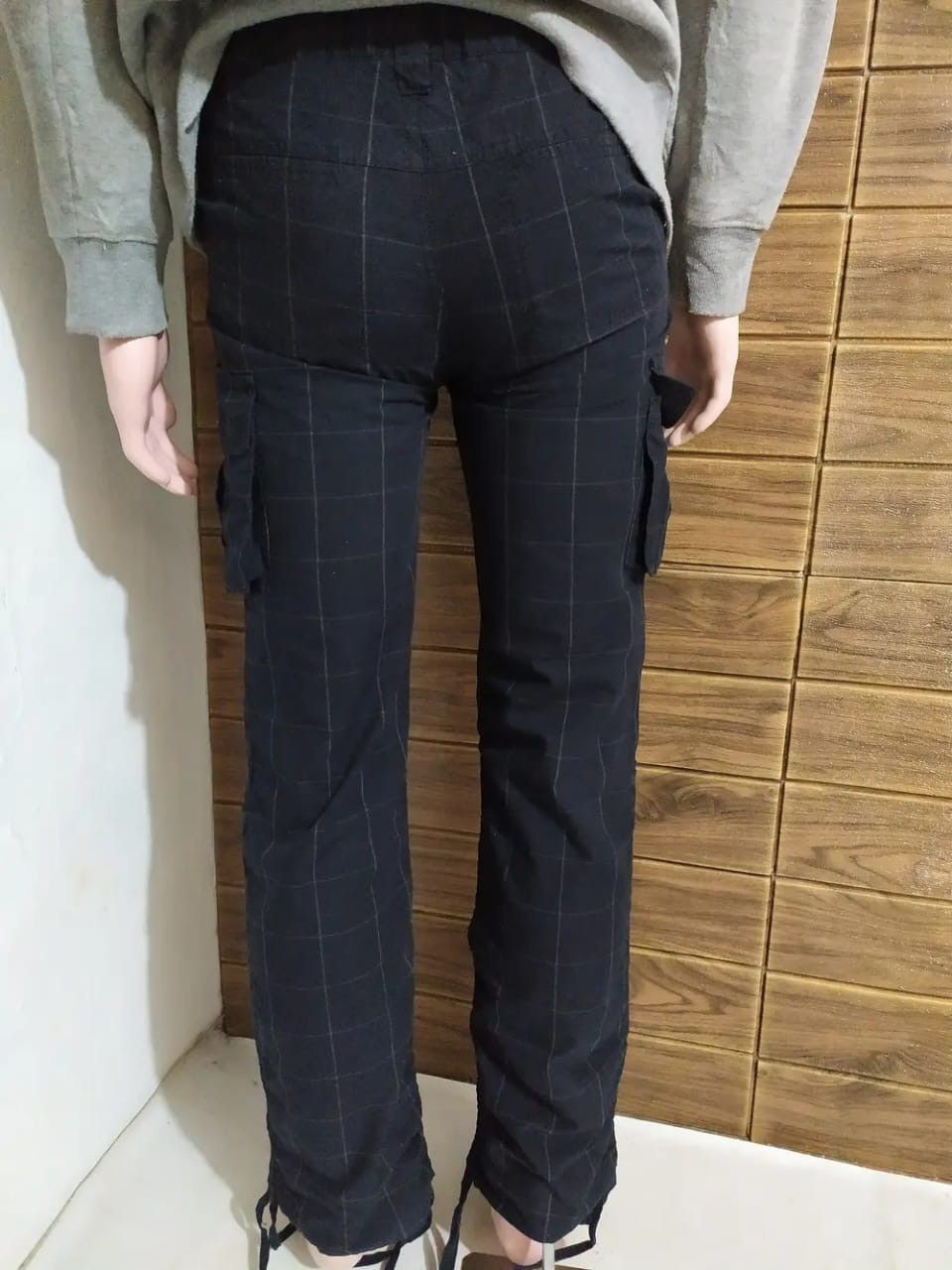Other Unknown Japanese Black Check Cargo Wrinkle Style Pants Size US 29 - 3 Thumbnail
