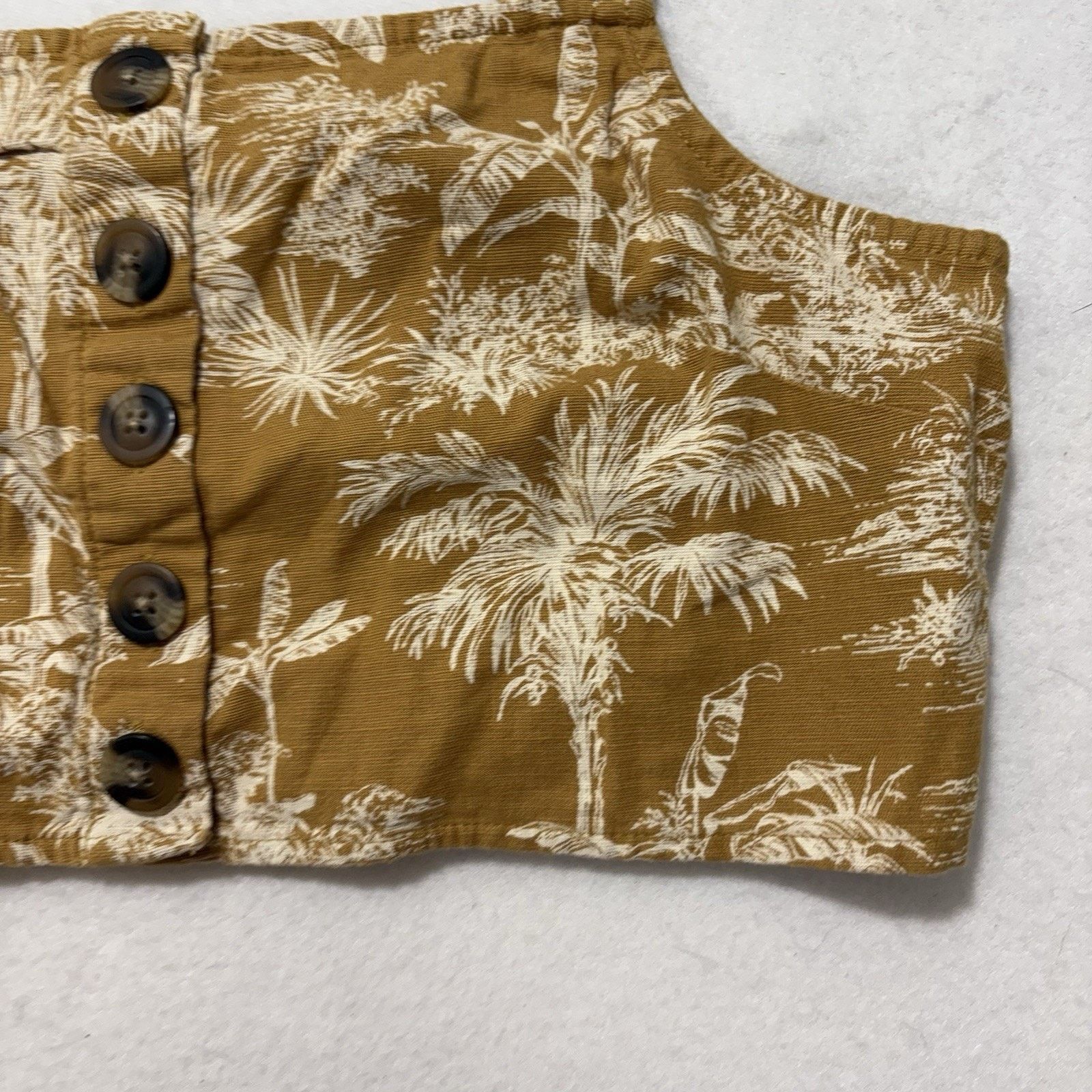 American Eagle Outfitters American Eagle Small Crop Top Tank Palm Tree Floral Button Size S / US 4 / IT 40 - 4 Thumbnail