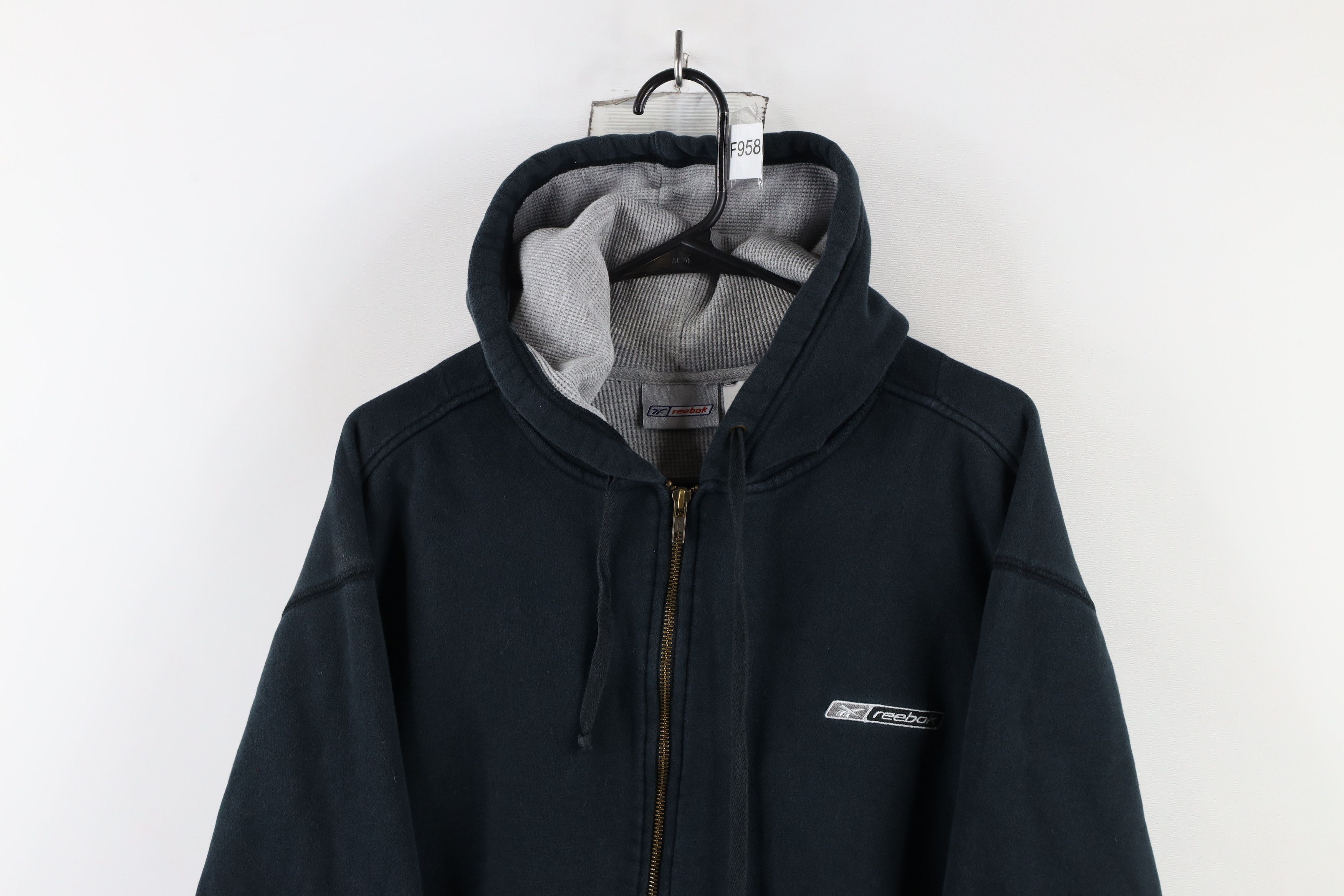 Reebok × Vintage Vintage 90s Reebok Spell Thermal Waffle Knit Lined Hoodie Size US M / EU 48-50 / 2 - 2 Thumbnail