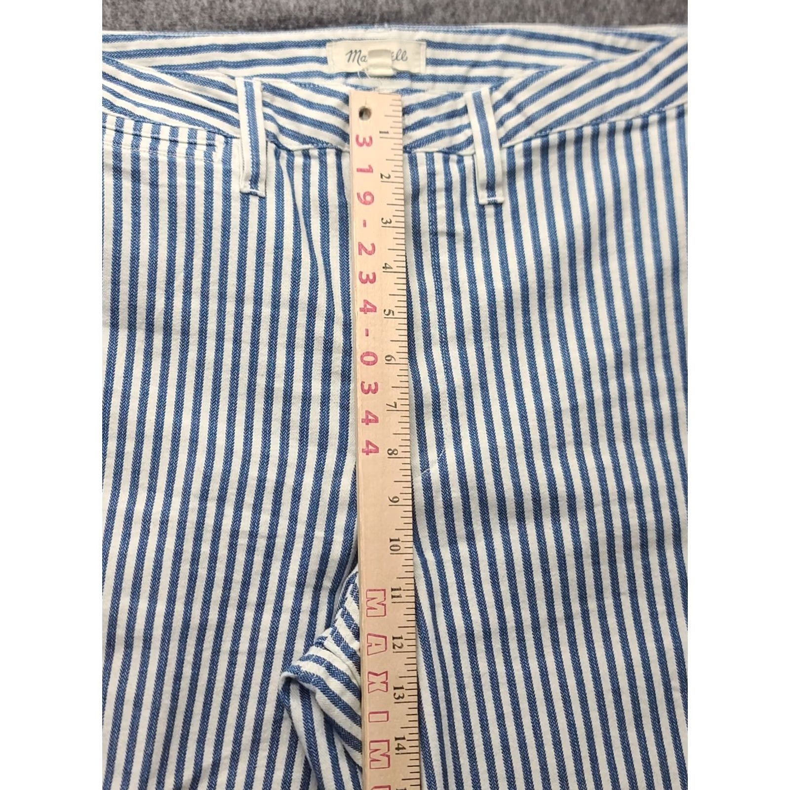 Madewell Madewell Emmett Pants Womens 30x25 Relaxed Wide-Leg Cropped Seersucker Blue Cotton Polyester Spandex Twill 90s Bohemian City Womens Size 30" / US 8 / IT 44 - 4 Thumbnail