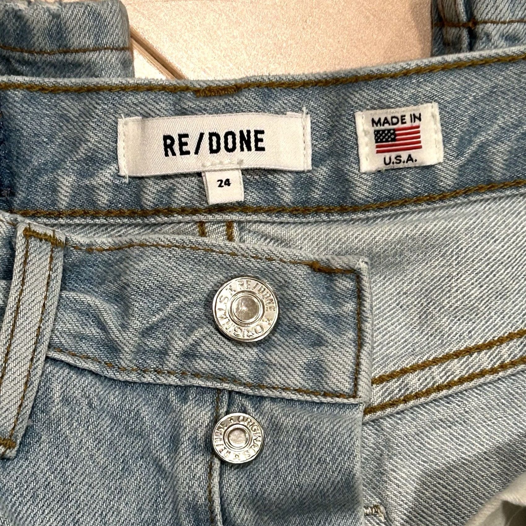 RE/DONE VINTAGE RE/ DONE High Rise Loose Denim Blue Jean Distressed Straight Leg Women’s 26x32 Size 26" / US 2 / IT 38 - 5 Thumbnail