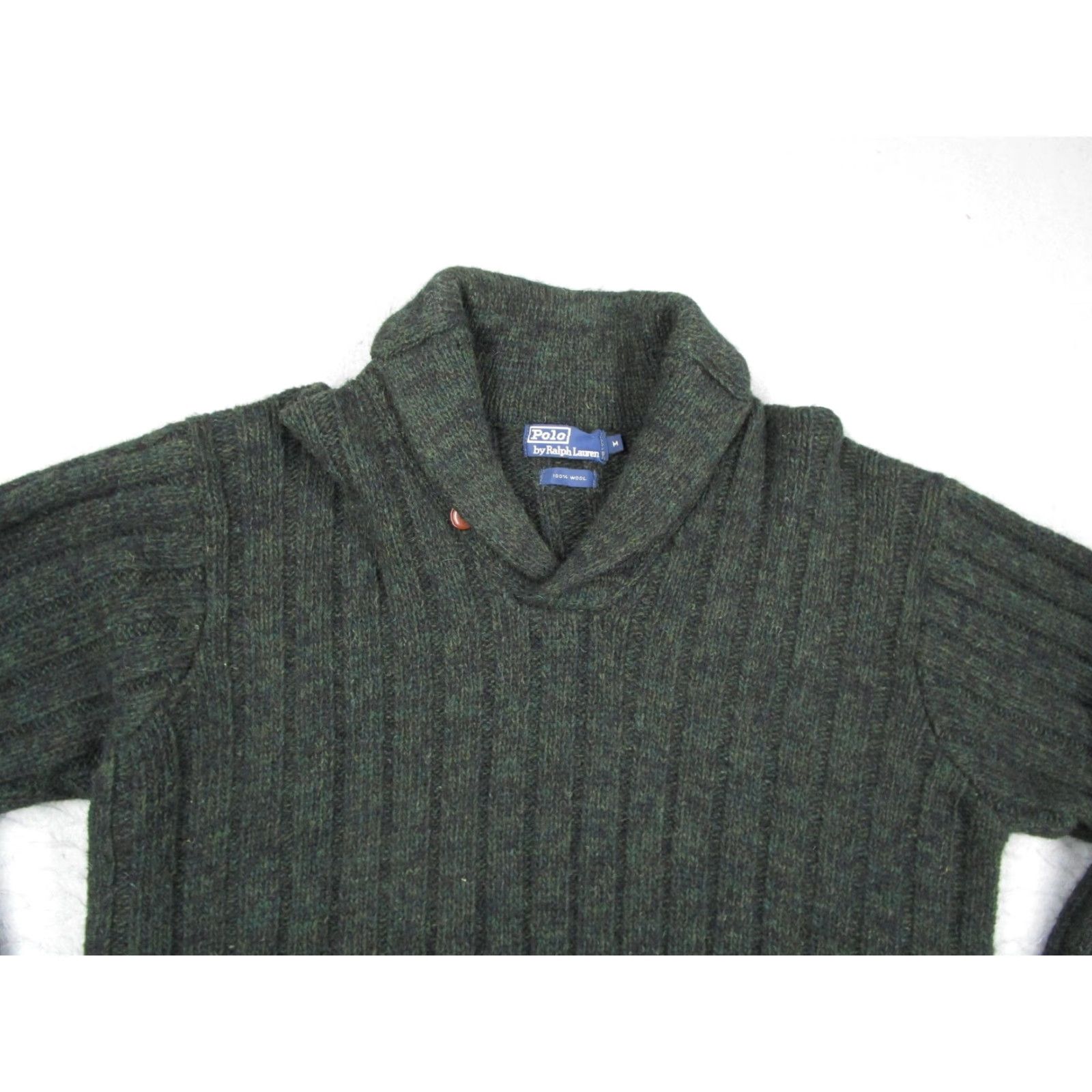 Polo Ralph Lauren VINTAGE Polo Ralph Lauren Sweater Mens Medium Green Wool Shawl Collar Ribbed 90s Size US M / EU 48-50 / 2 - 4 Thumbnail