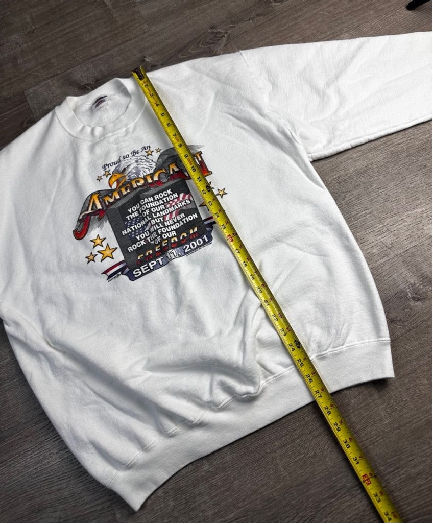 Jerzees VINTAGE Men's “Proud to be an American” Crewneck XL White Size US XL / EU 56 / 4 - 4 Thumbnail