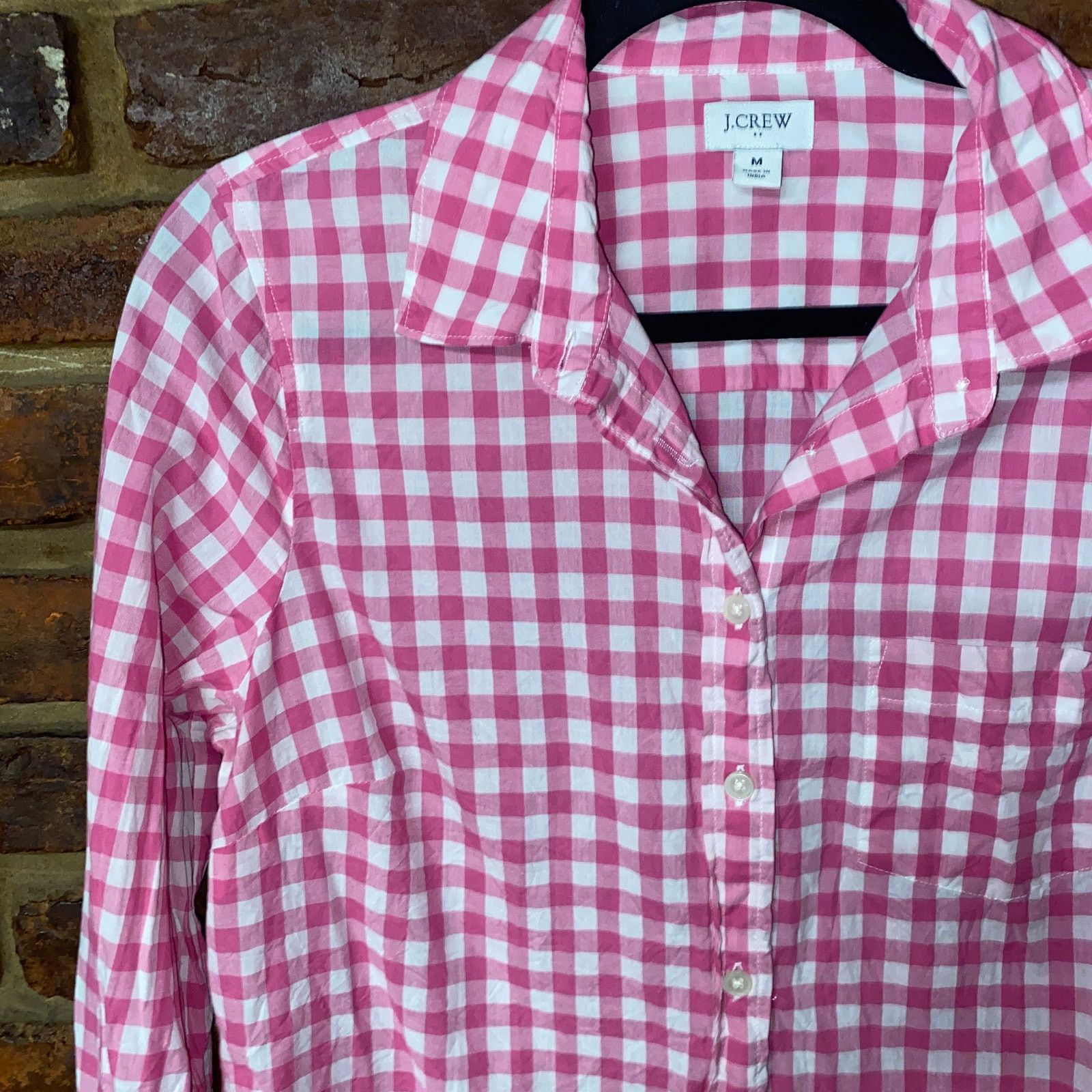 J.Crew J. Crew Pink Gingham Plaid Cotton Button Down Shirt Medium Size M / US 6-8 / IT 42-44 - 3 Thumbnail
