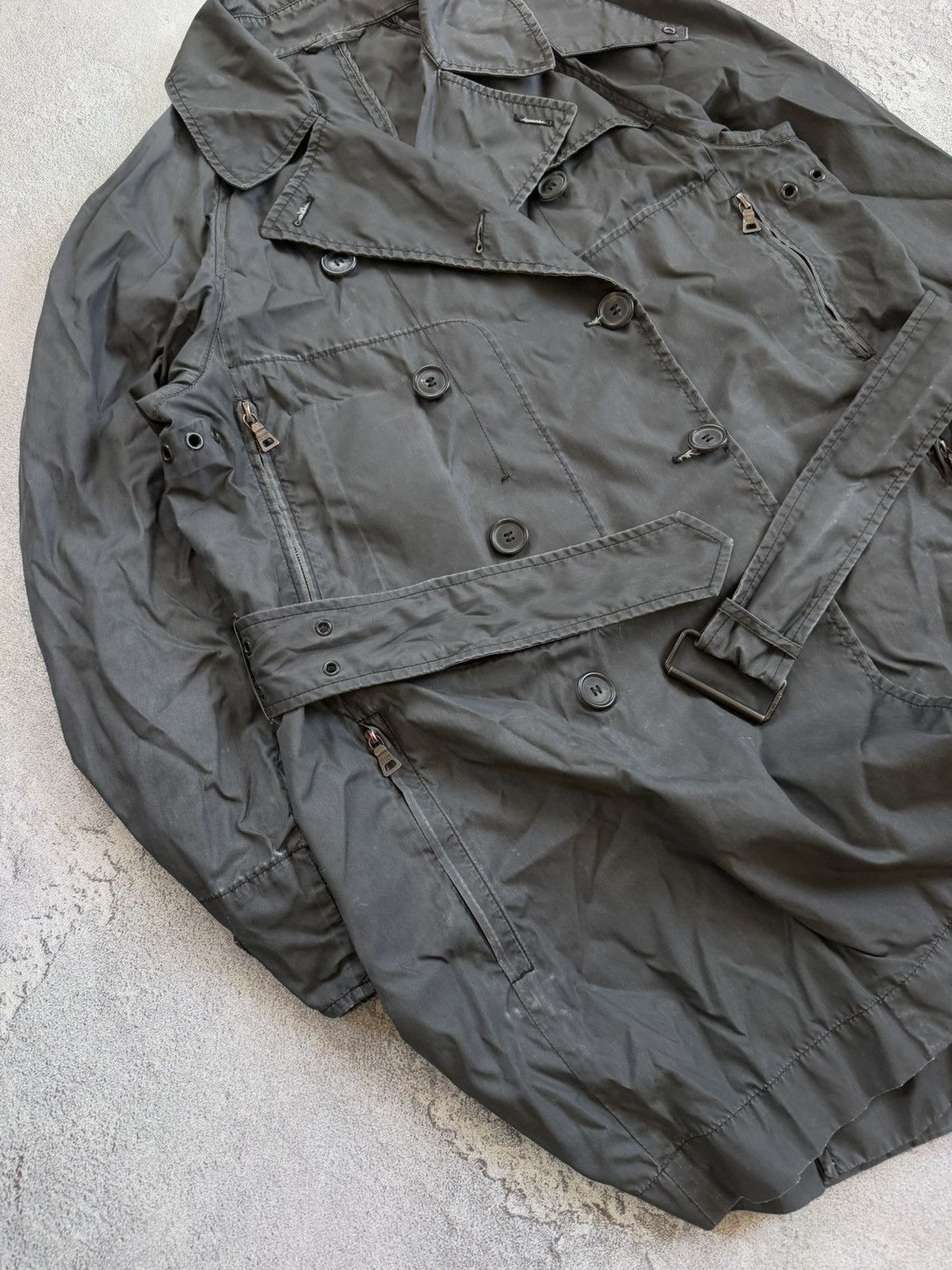 Designer × Prada × Vintage Prada 42size Wmns graphite trench coat jacket + belt vintage Size M / US 6-8 / IT 42-44 - 3 Thumbnail
