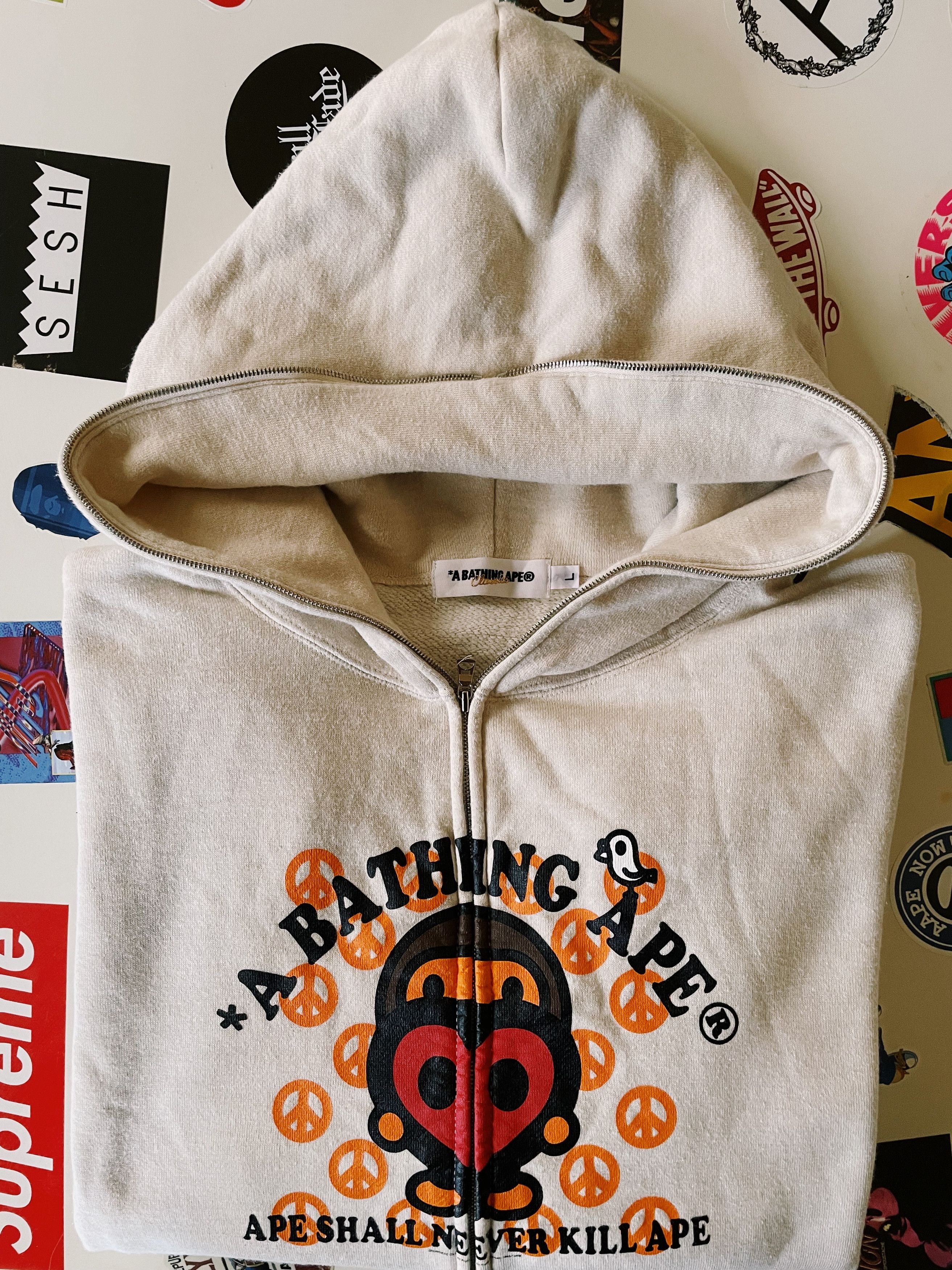 Vintage Y2K Bape Baby Milo Peace & Love Full zip Hoodie