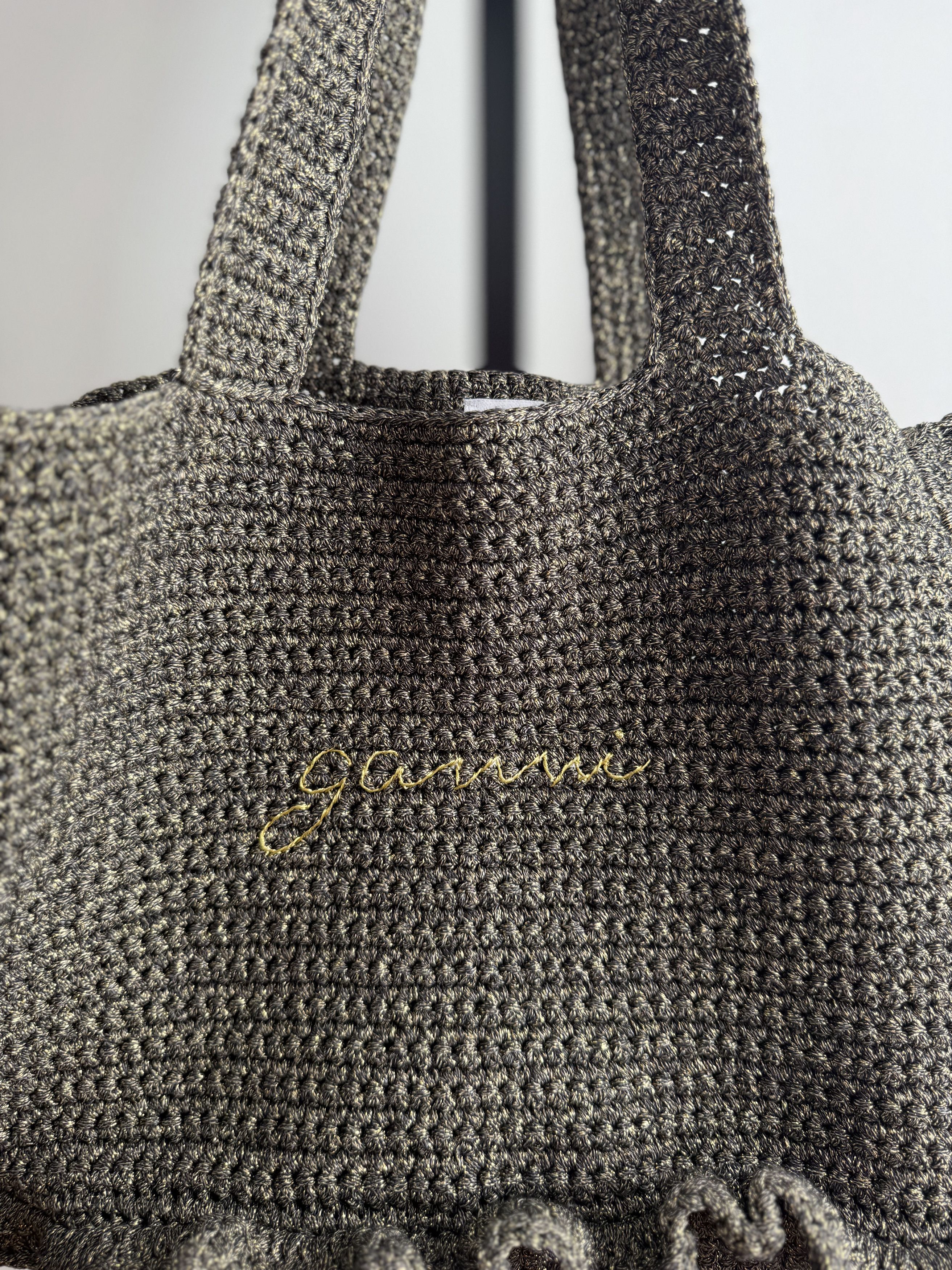 Ganni Ganni Cotton Crochet Frill Tote / Black Size ONE SIZE - 5 Thumbnail