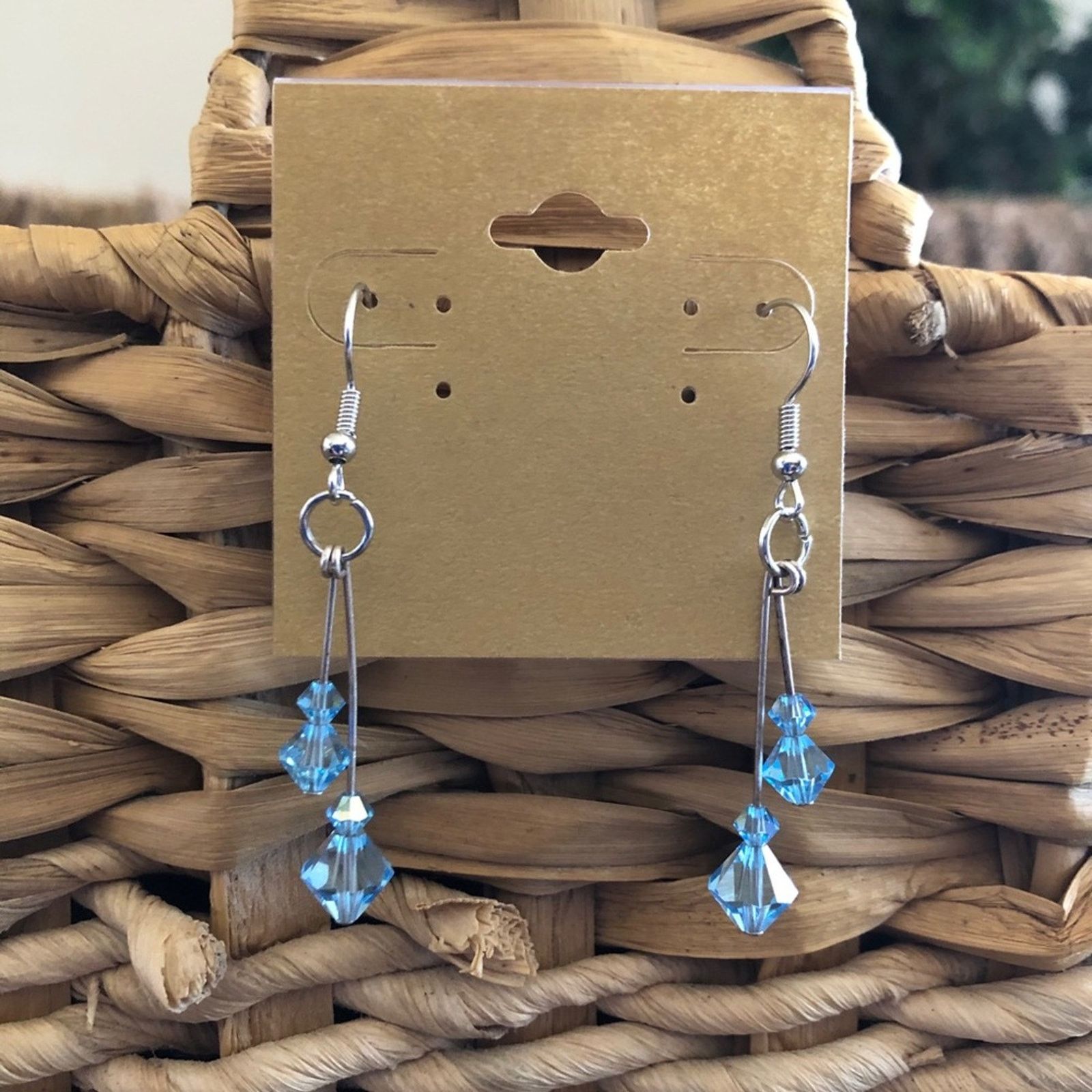 Vintage Vintage repurpose blue glass crystal drop earrings Size ONE SIZE - 1 Thumbnail